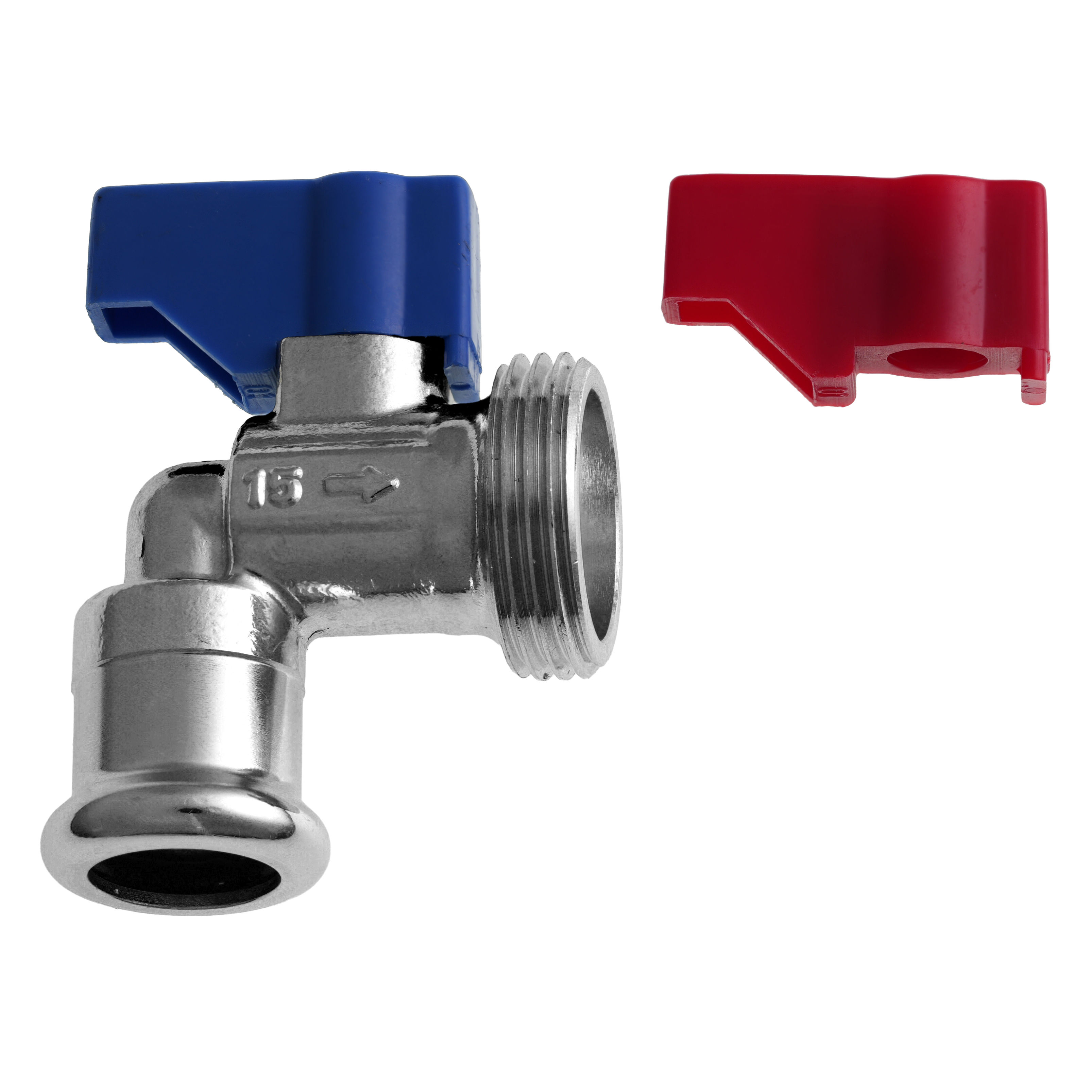 Press Fit Angled Washing Machine Valve 15mm x 3/4"