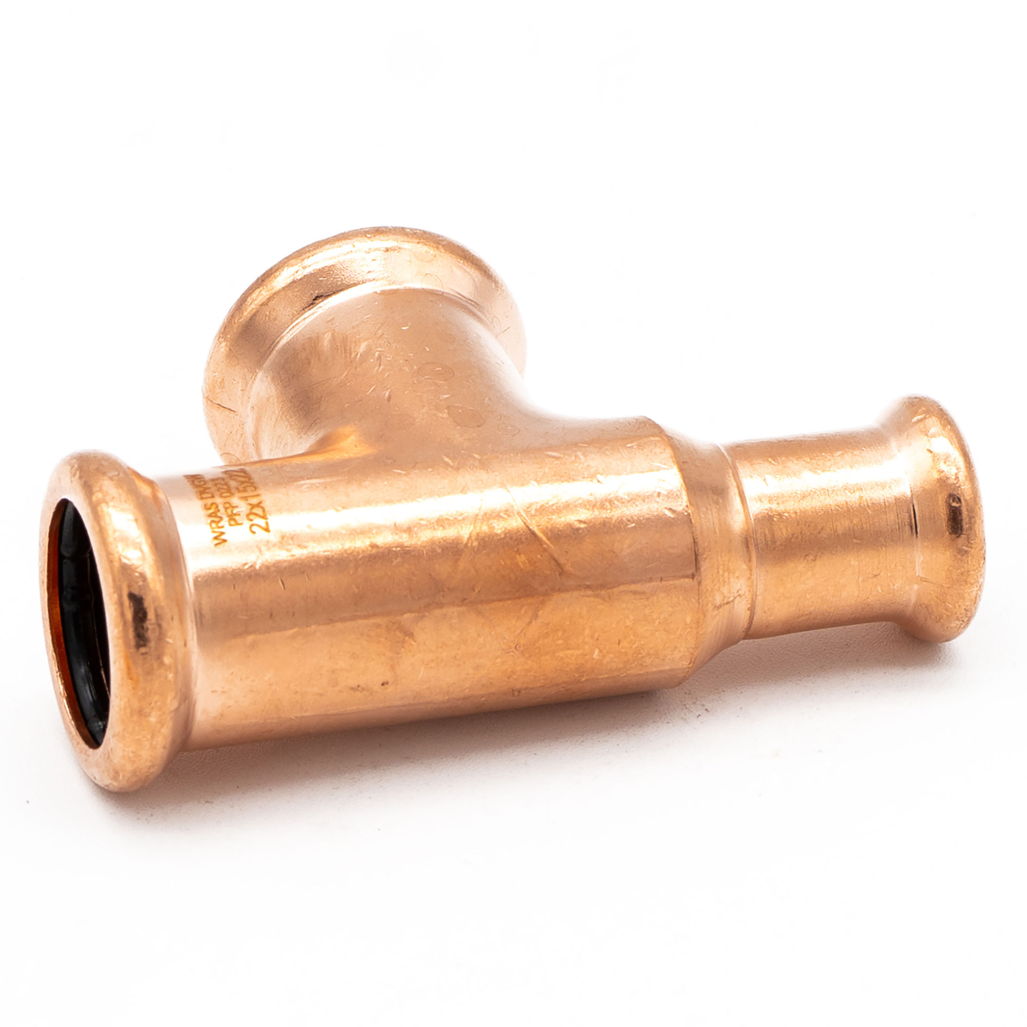 Copper Press Fit Reducing Tees (10 Pack) 22mm x 15mm x 22mm