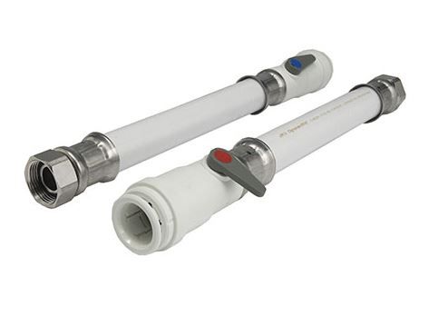 JG Speedfit Flexi Hoses with Service Valve White (2 Pack) 15mm x 1/2" x 300mm - WFLX37-H