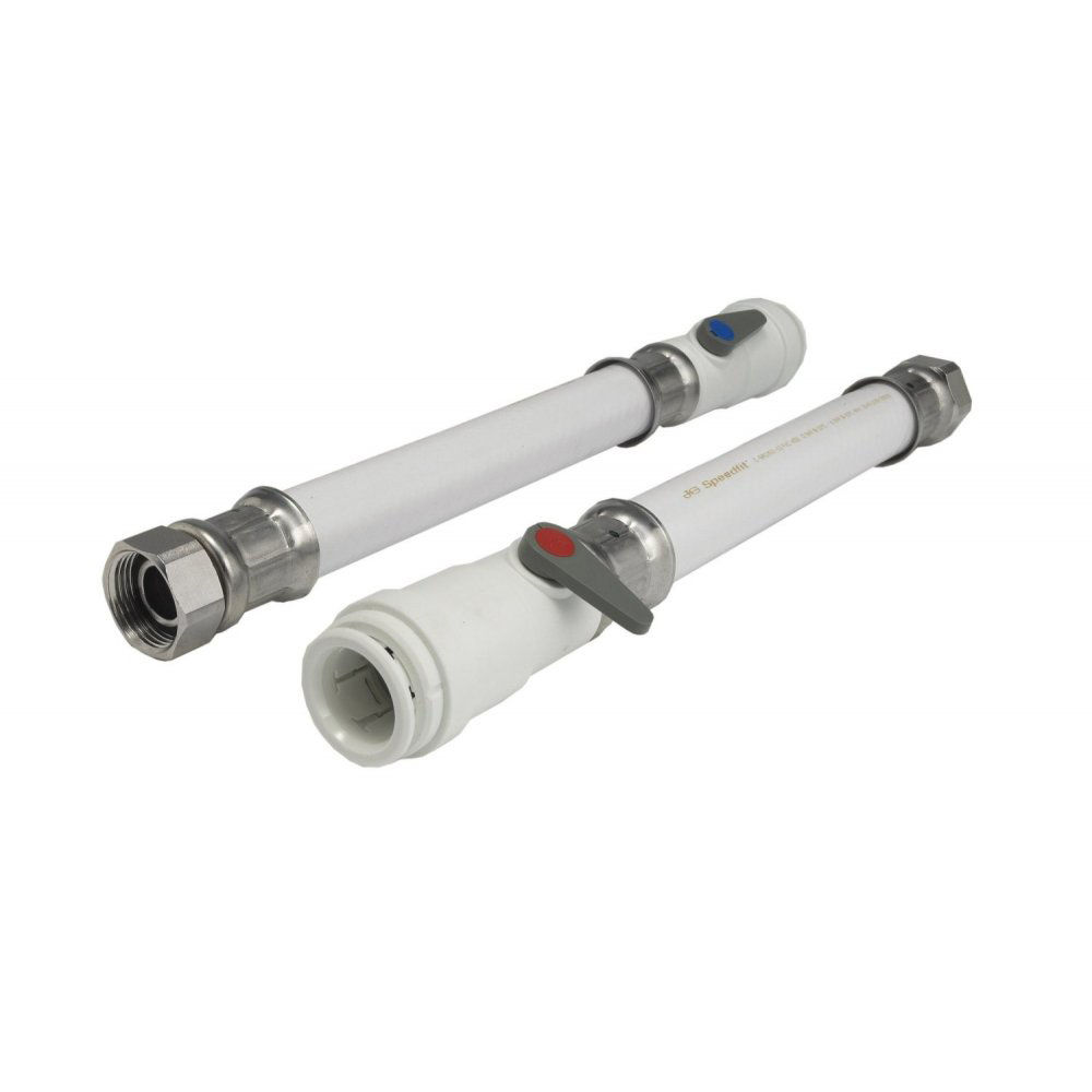JG Speedfit Flexi Hoses with Service Valve White (2 Pack) 22mm x 3/4" x 300mm - WFLX39-H