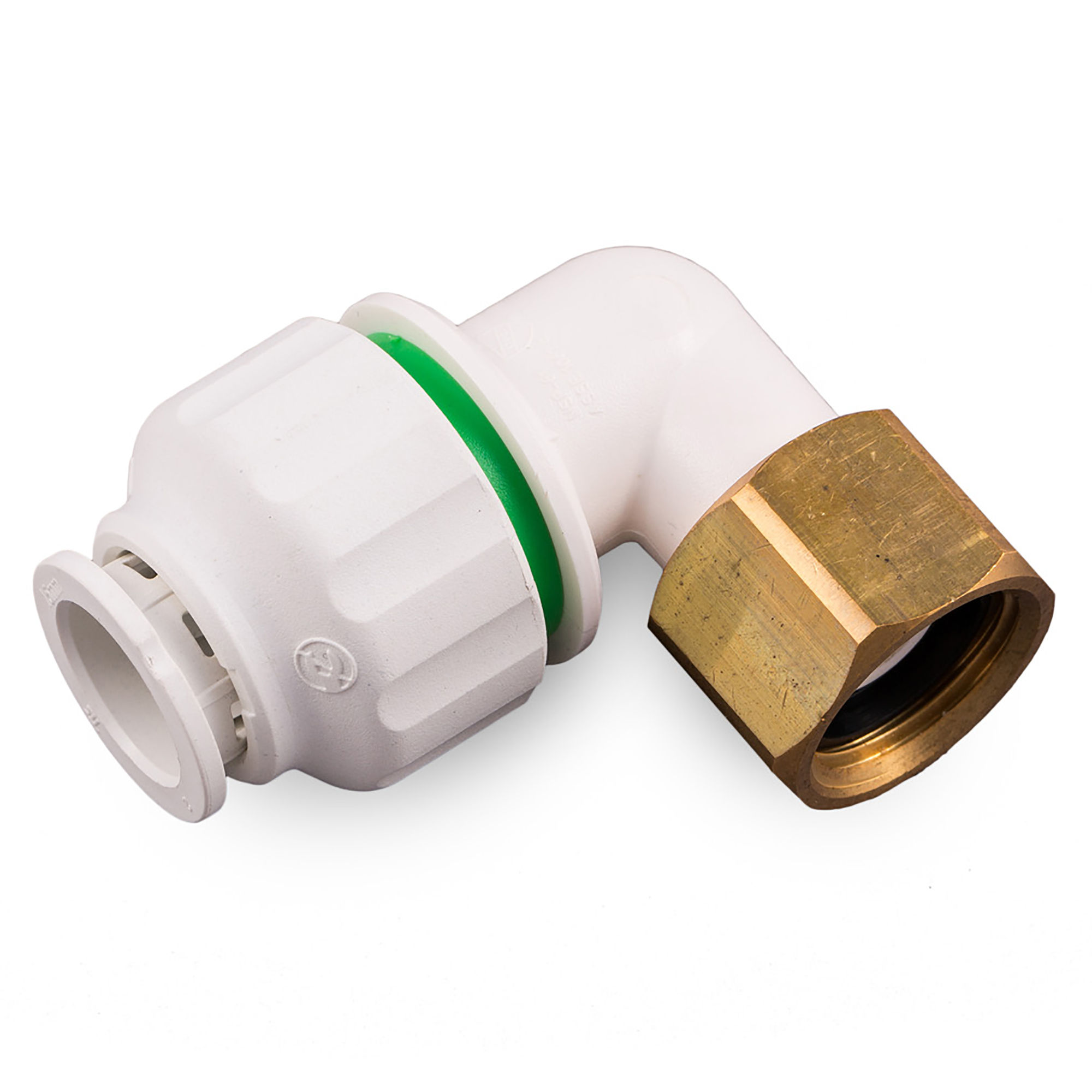 Twistloc Plastic Push-Fit Swivel Elbow Union with Brass Nut