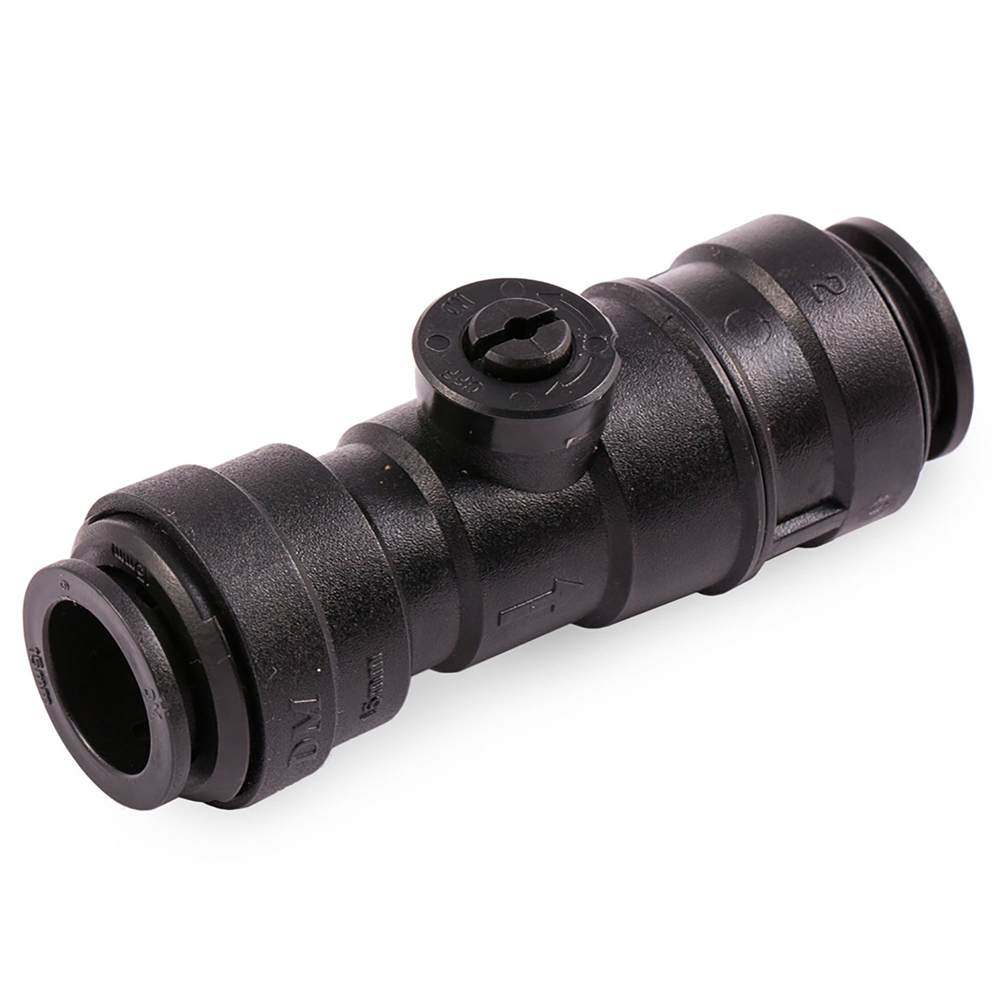 Twistloc Plastic Push-Fit Hand Service Valve Black 15mm - THSV1515M