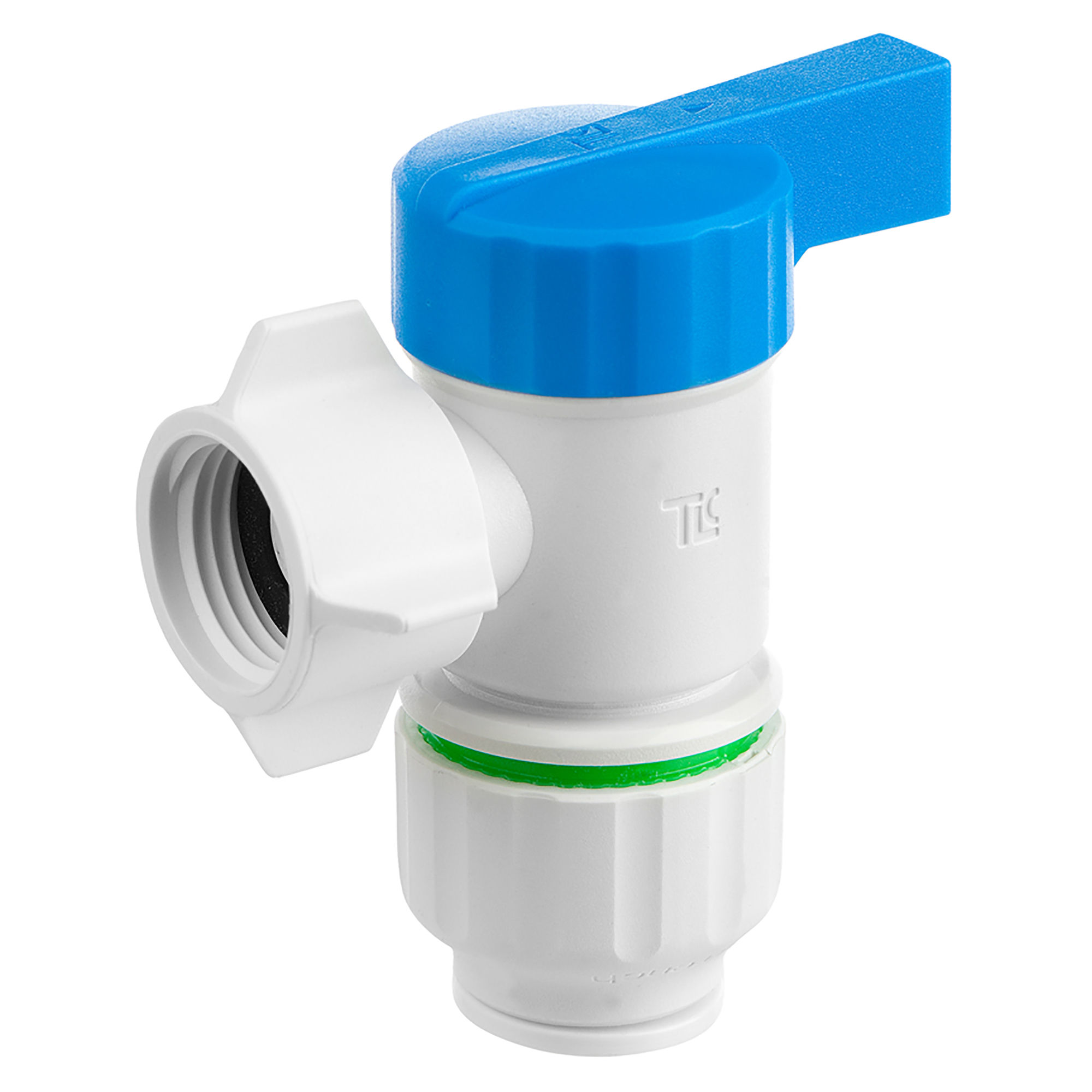 Twistloc Plastic Push-Fit Angled Service Tap Valve 15mm x 1/2" - TASV15M07
