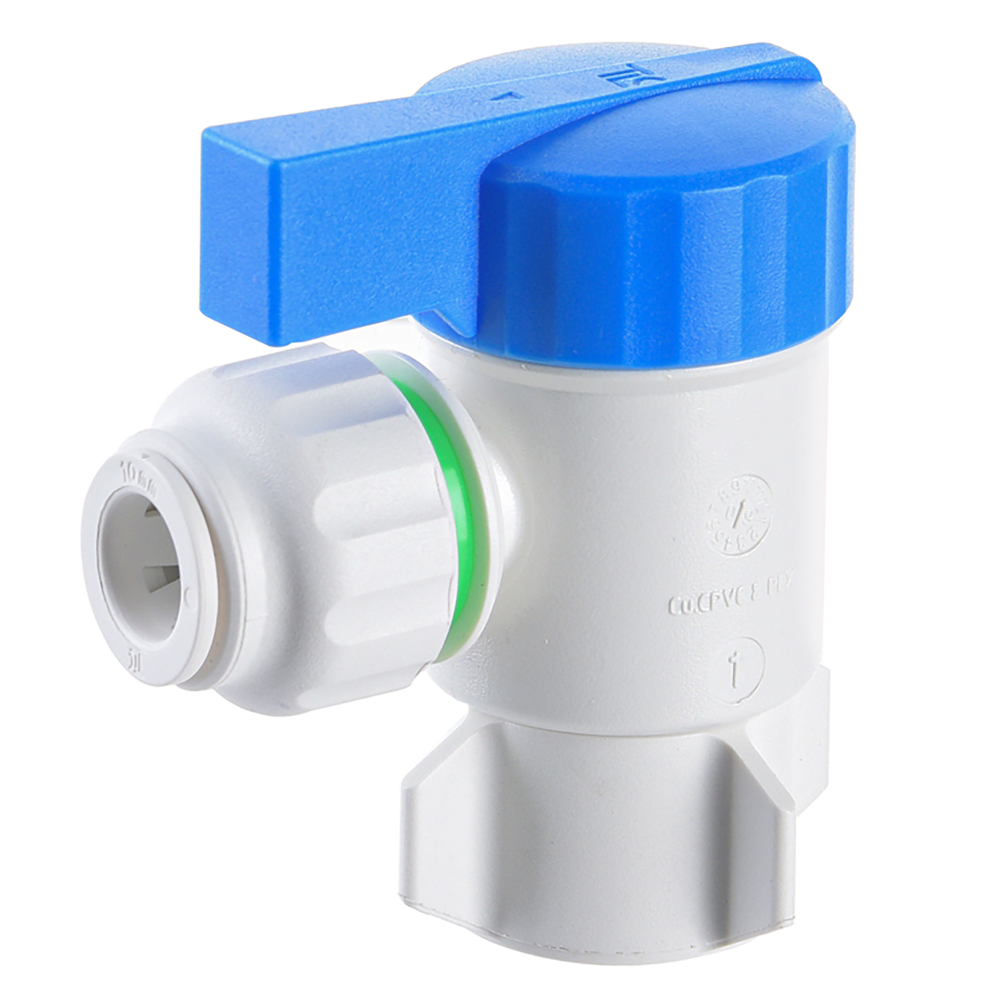 Twistloc Plastic Push-Fit Angled Service Tap Valve 10mm x 1/2" - TASV10M07
