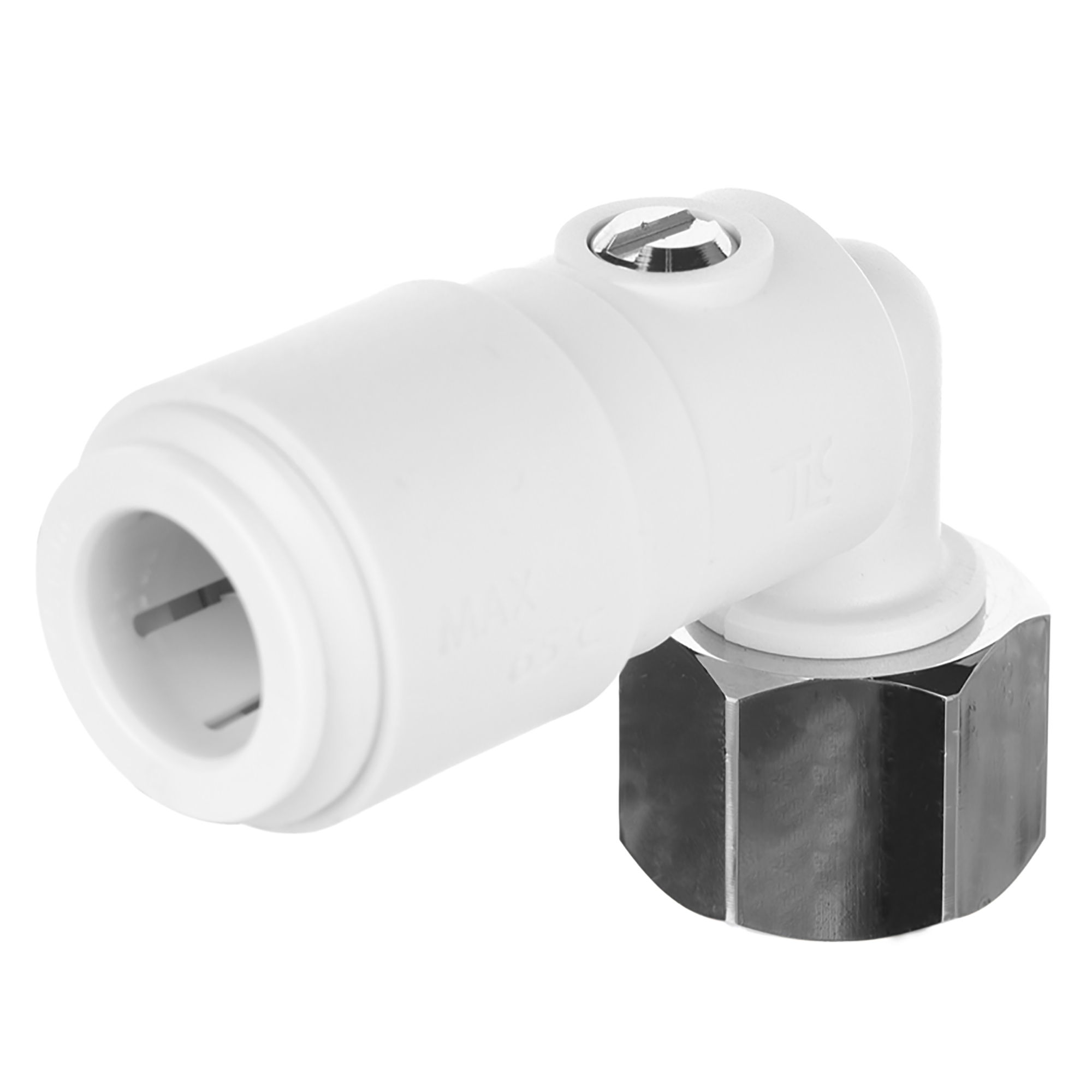 Twistloc Plastic Push-Fit Angled Service Valve Tap Connector 15mm x 1/2" - TASVM15M07W