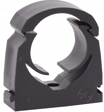 Talon Single Hinged Pipe Clips for MDPE Pipe (Bag of 20) Black 25-27.4mm - TSB25