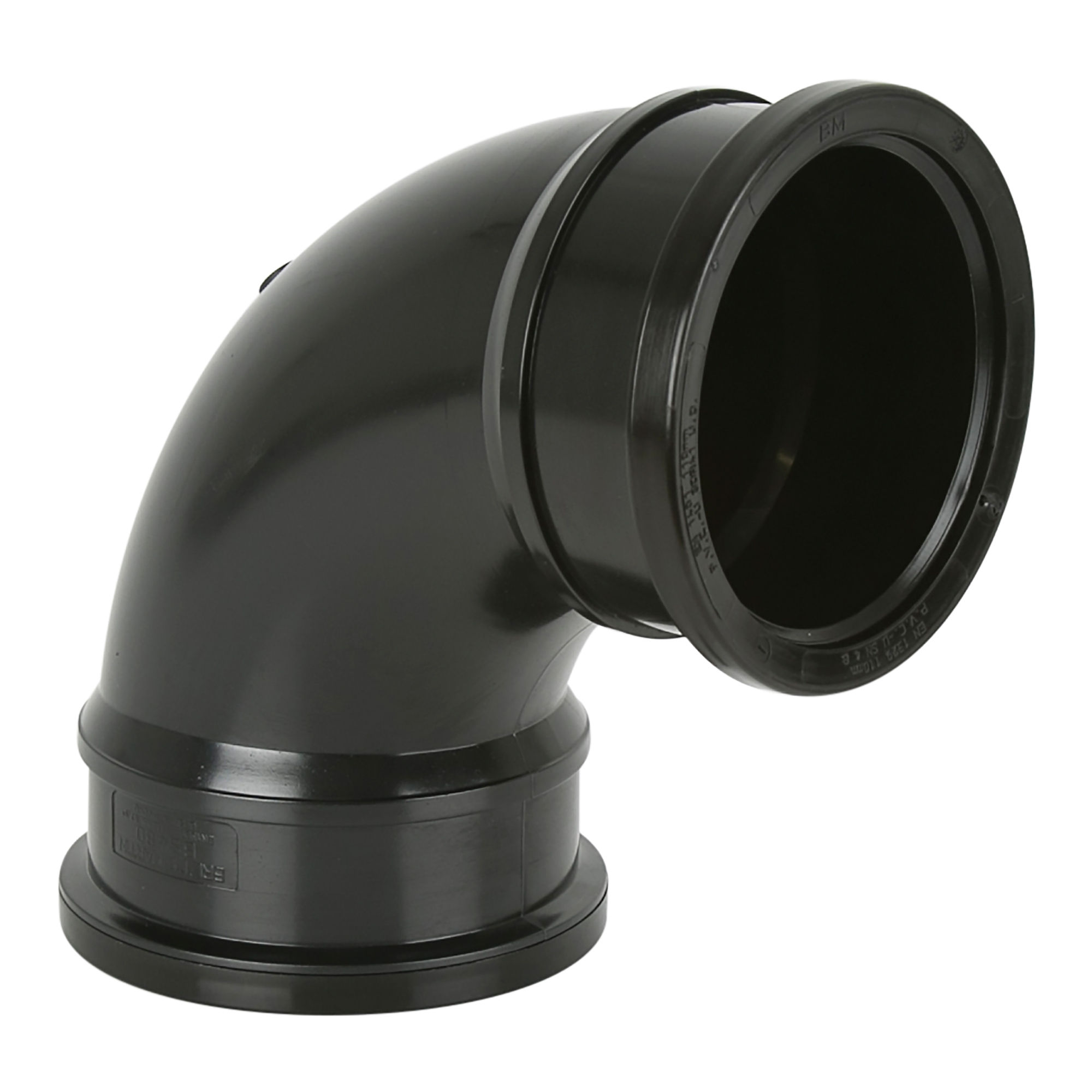 Brett Martin uPVC Push-Fit 92.5° Double Socket Soil Bend Black 110mm - BS480B