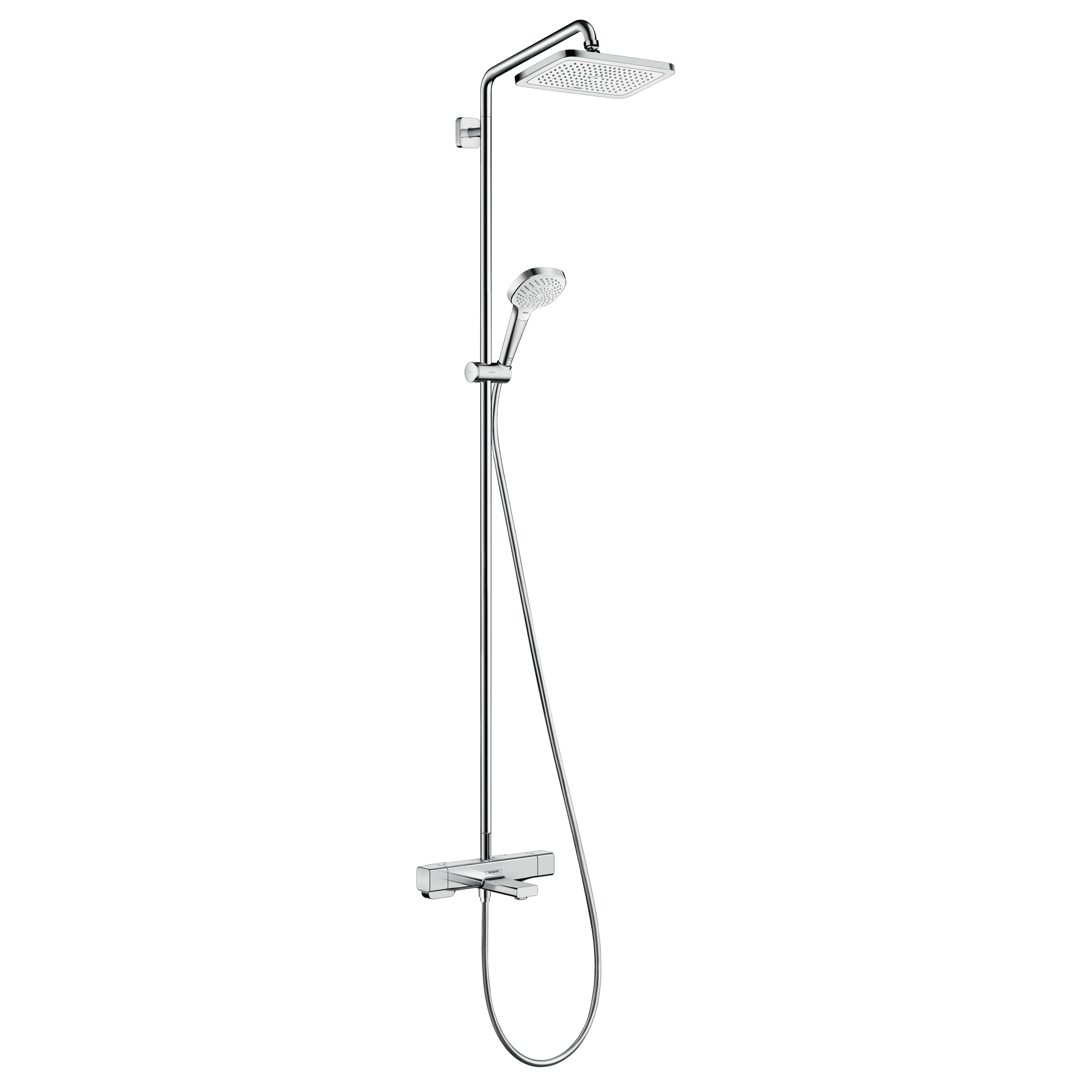 Hansgrohe Croma E Showerpipe 280 1jet Shower with Bath Mixer Tap and Thermostat Chrome - 27687000