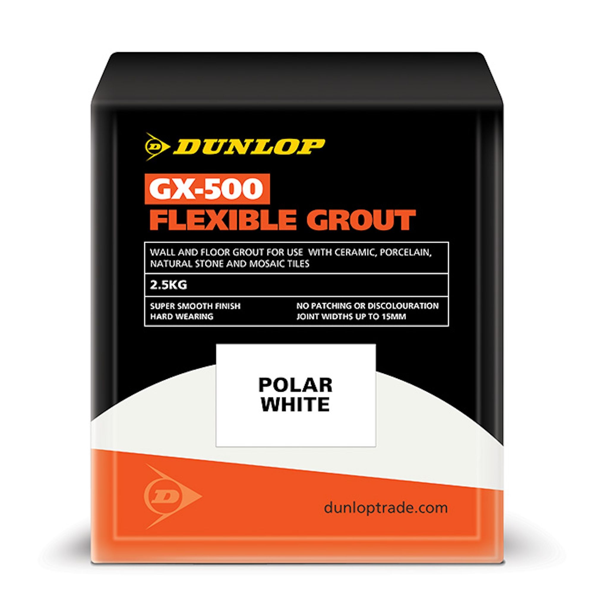 Dunlop GX-500 Flexible Wall and Floor Grout Polar White 2.5kg - 25944