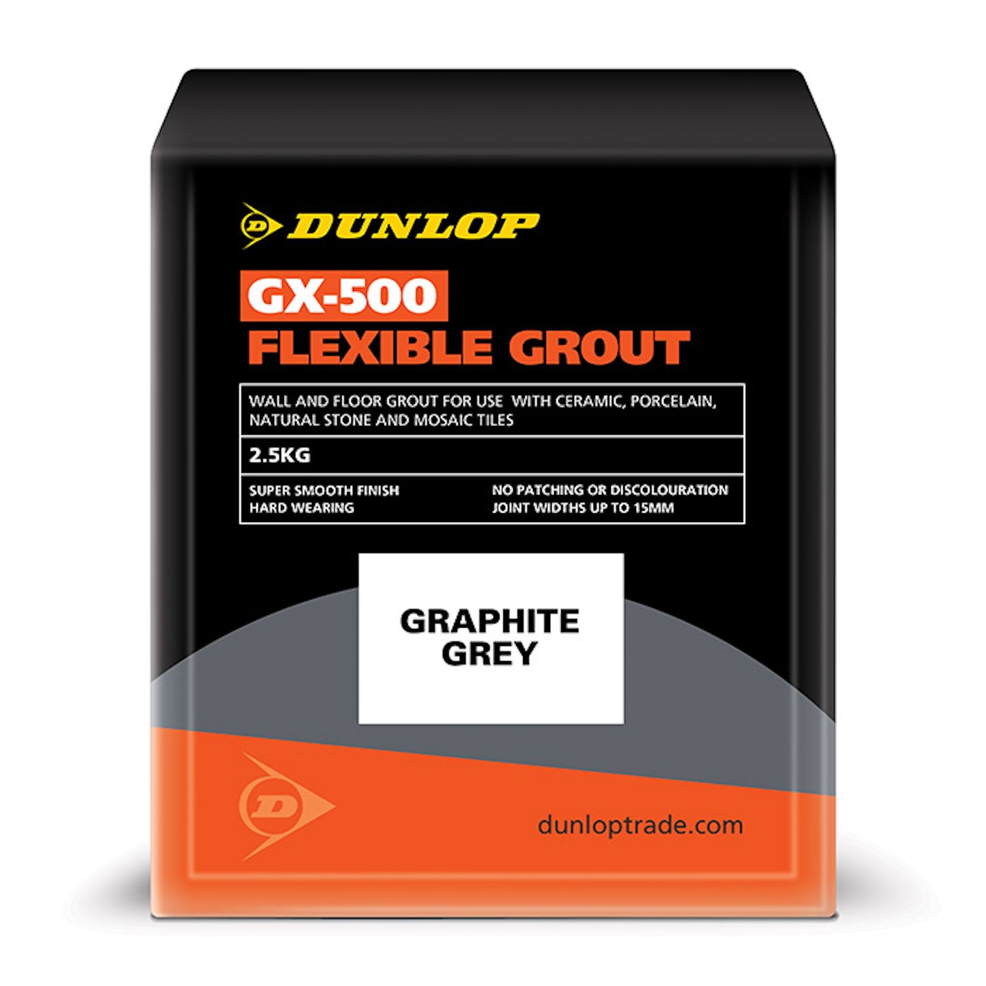Dunlop GX-500 Flexible Wall and Floor Grout Graphite Grey 2.5kg - 25949