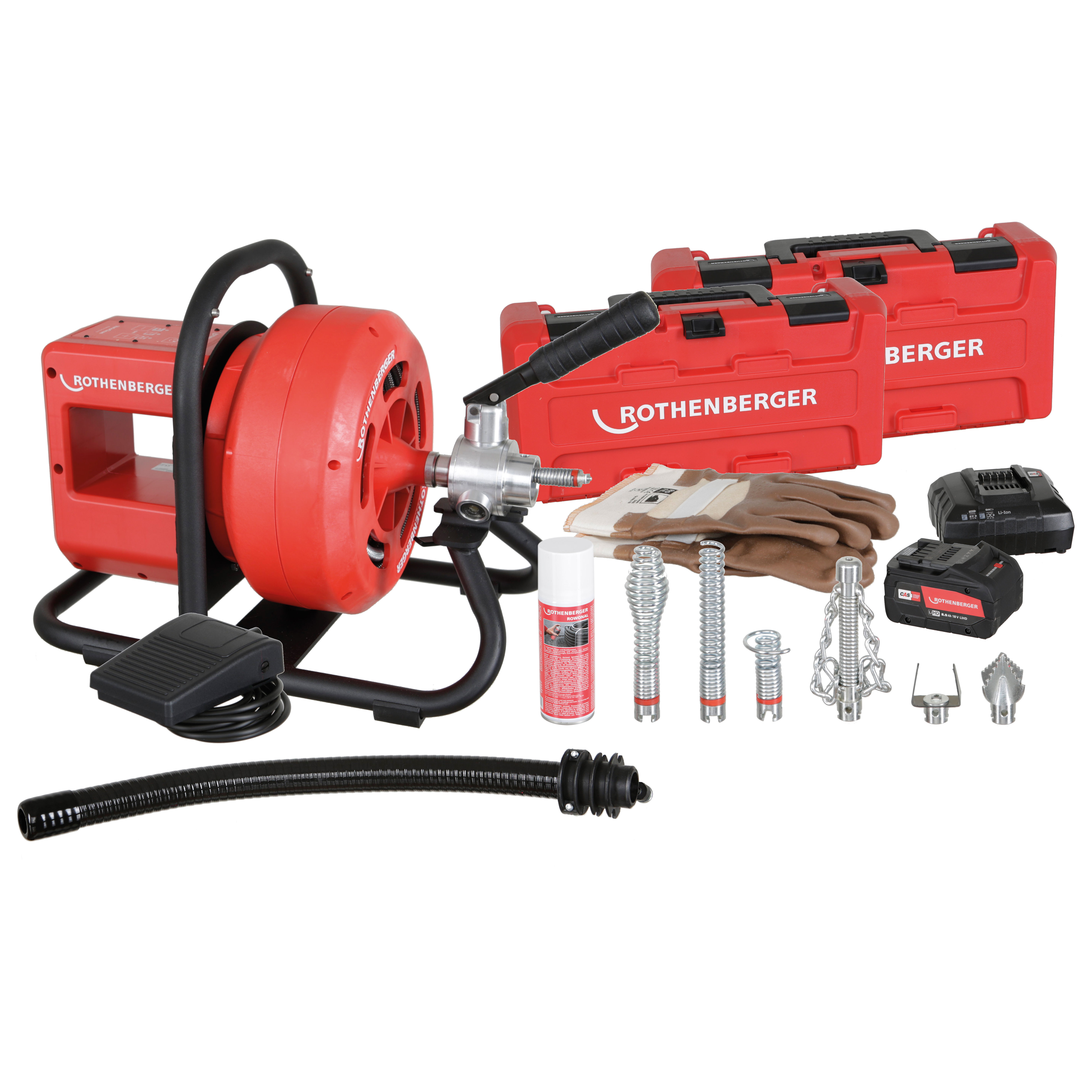 Rothenberger RODRUM Varioclean Cordless Pipe and Drain Unblocker (Includes Tool Set) 18V - 1000003414