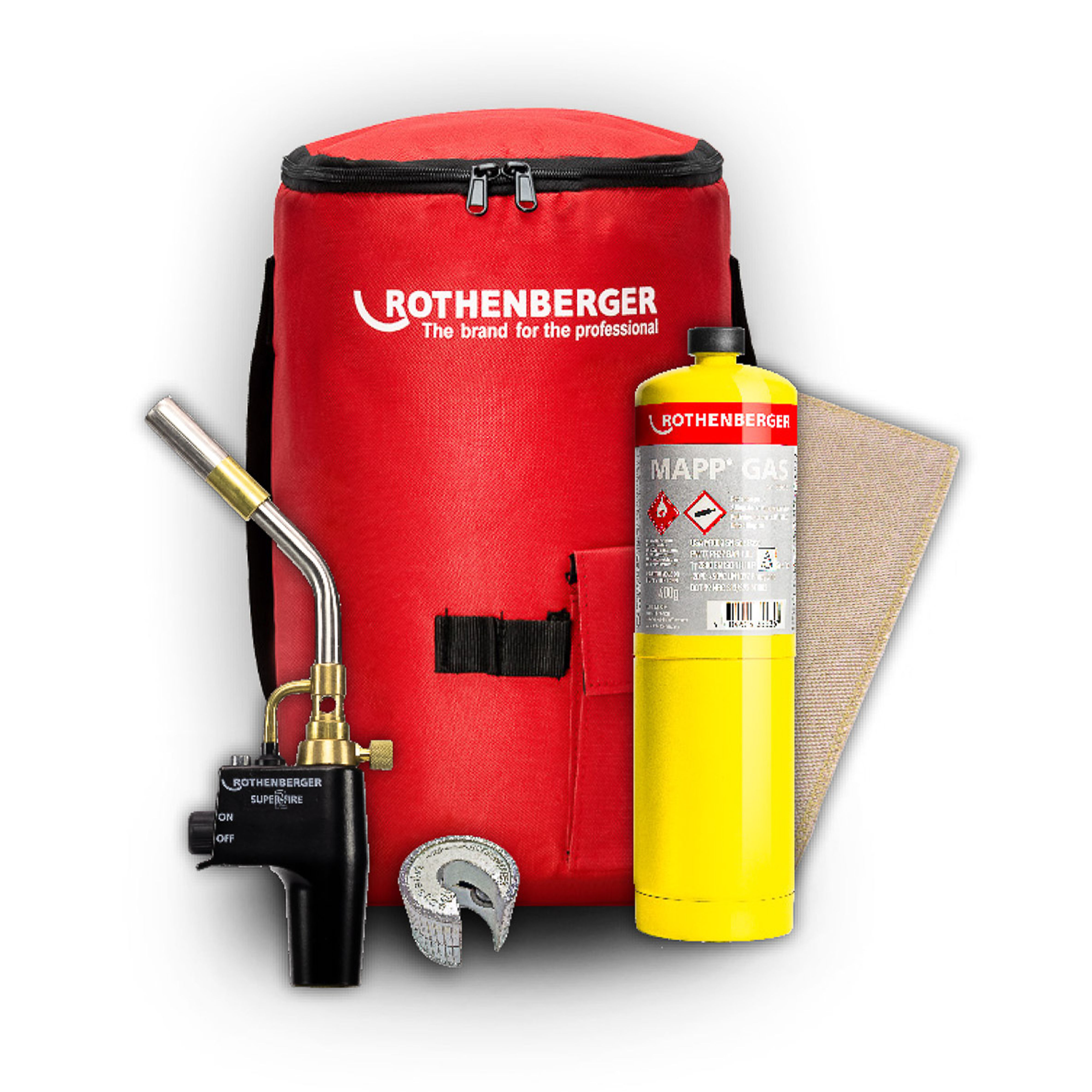 Rothenberger Hot Bag Set 1 (Hot Bag, Superfire 2 Torch, MAPP Gas, Soldering Mat and 15mm Pipeslice)
