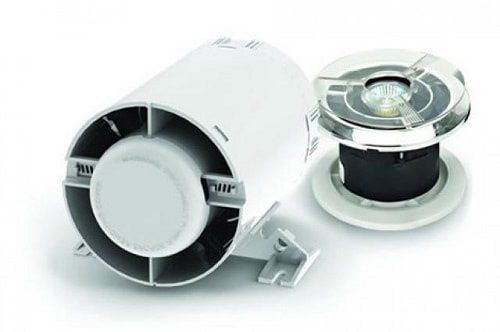 Polypipe Silavent Sapphire Shower Inline Fan and LED Light with Timer and Duct Kit 100mm - GSV100AC-TKWR