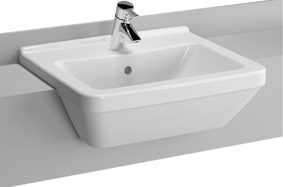 Vitra S50 Square Semi Recessed Countertop Basin 1 Tap Hole 55cm - 5598