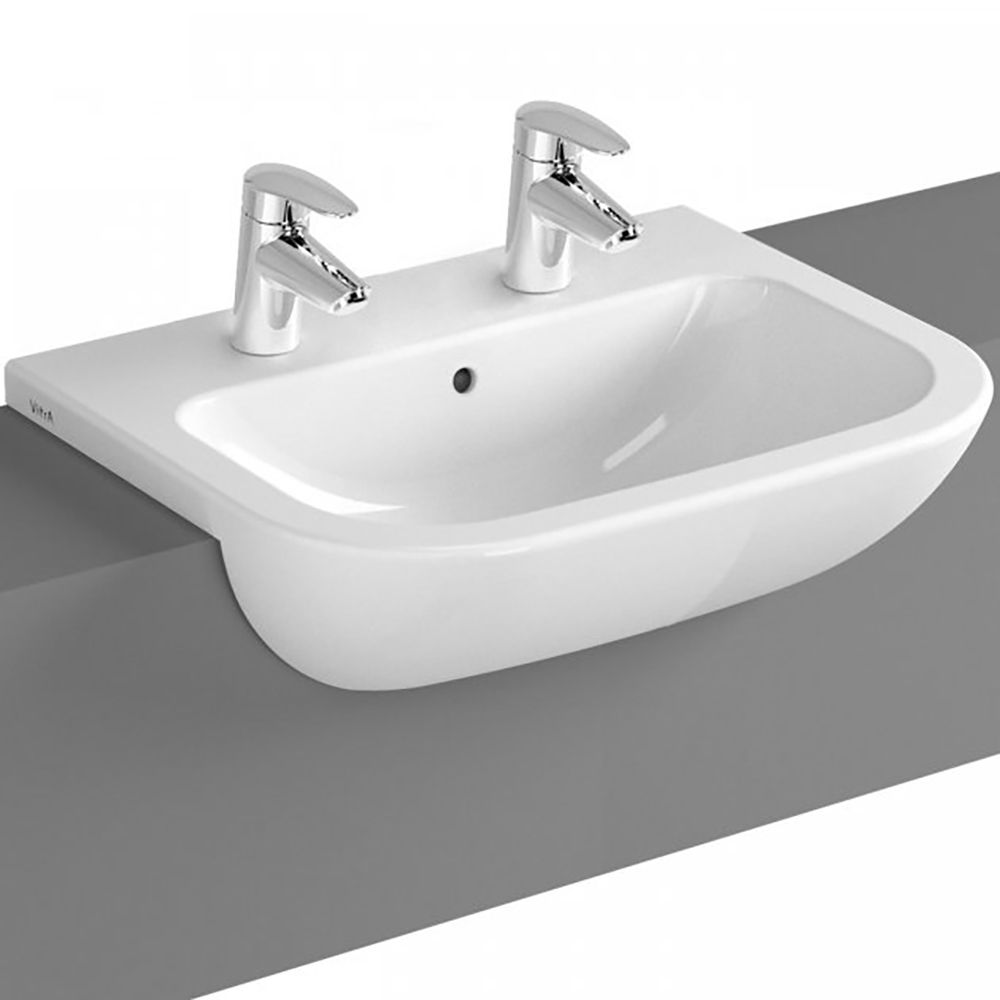 Vitra S20 Semi Recessed Basin 2 Tap Holes 55cm - 5524