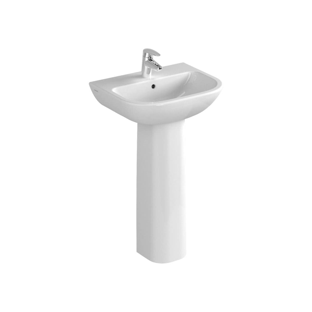 Vitra S20 Basin 1 Tap Hole with Full Pedestal 45cm - 5500 + 5529