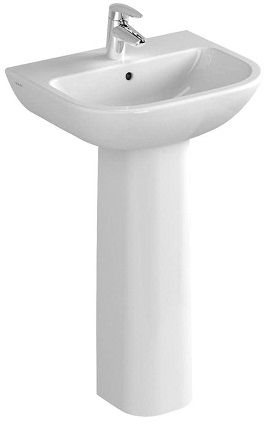 Vitra S20 Basin 2 Tap Holes with Full Pedestal 45cm - 5500 + 5529