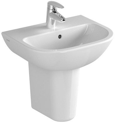 Vitra S20 Basin 2 Tap Holes with Semi Pedestal 55cm - 5502 + 5281