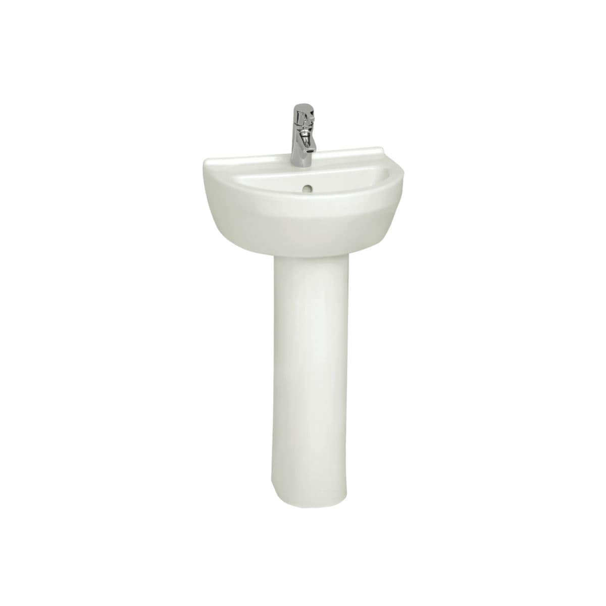 Vitra S50 Round  50cm Basin 1 Tap Hole with Full Pedestal - 5313+6936