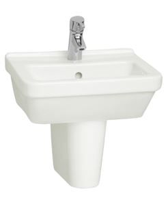 Vitra S50 Square 45cm Basin 1 Tap Hole with Semi Pedestal - 5308+5315