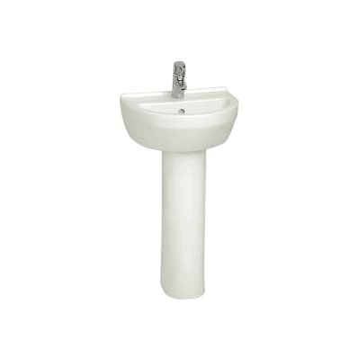Vitra S50 Round 45cm Corner Basin 1 Tap Hole with Full Pedestal - 5300+6936