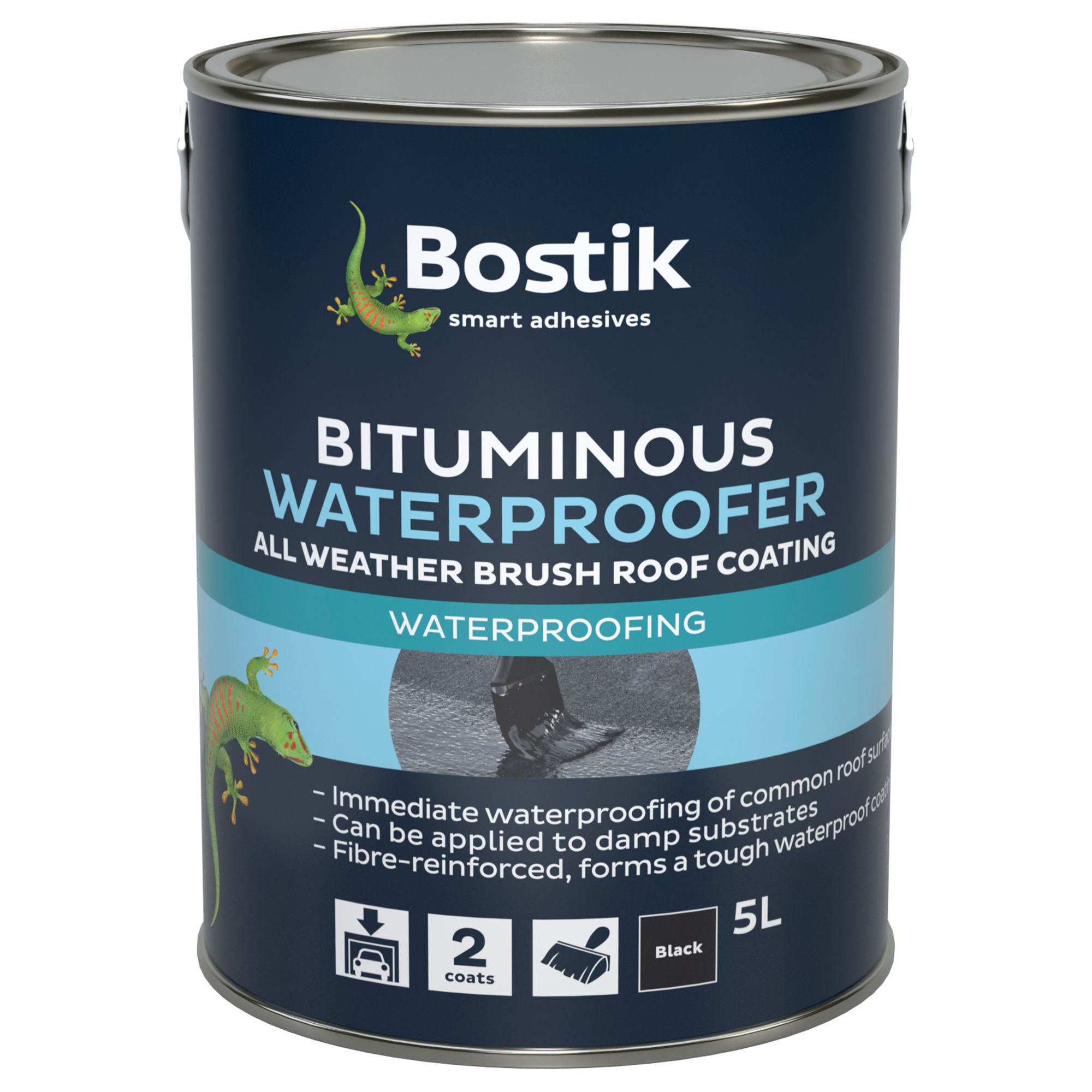 Bostik All Weather Bituminous Waterproofer Roof Coating Black 5L