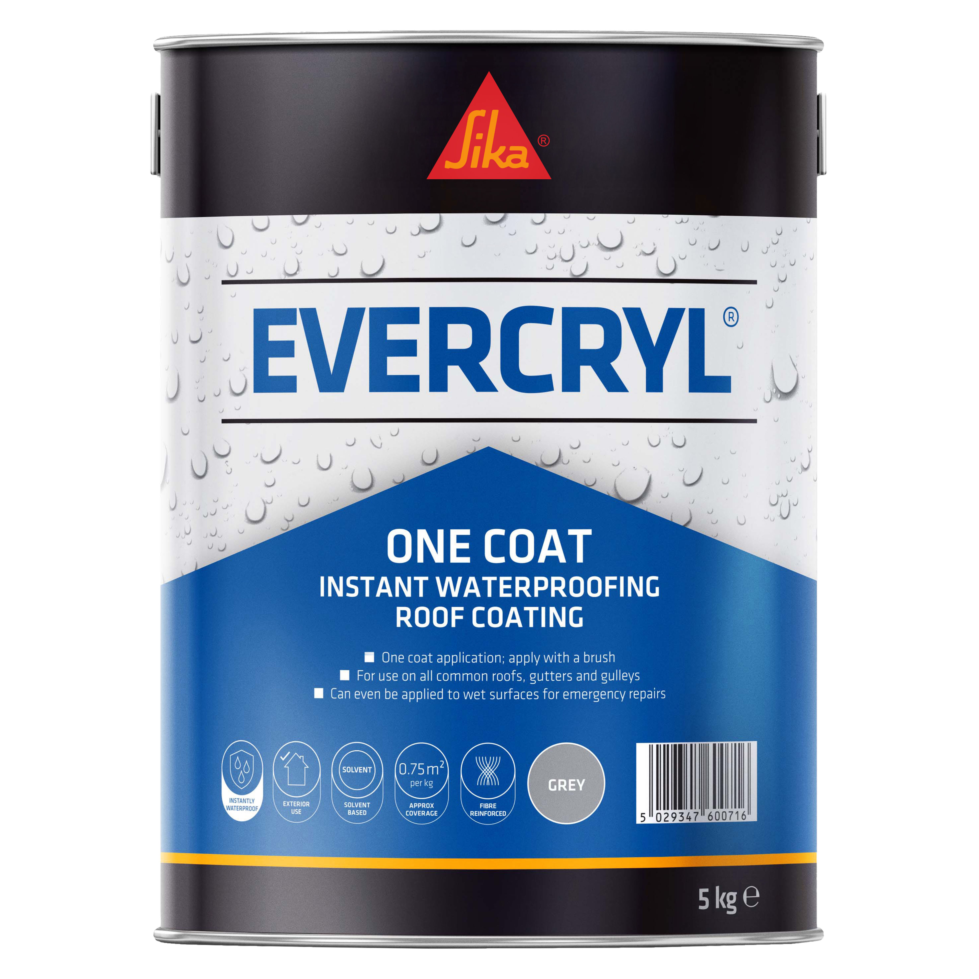 Sika Evercryl One Coat Roof Repair Compound Grey 5kg