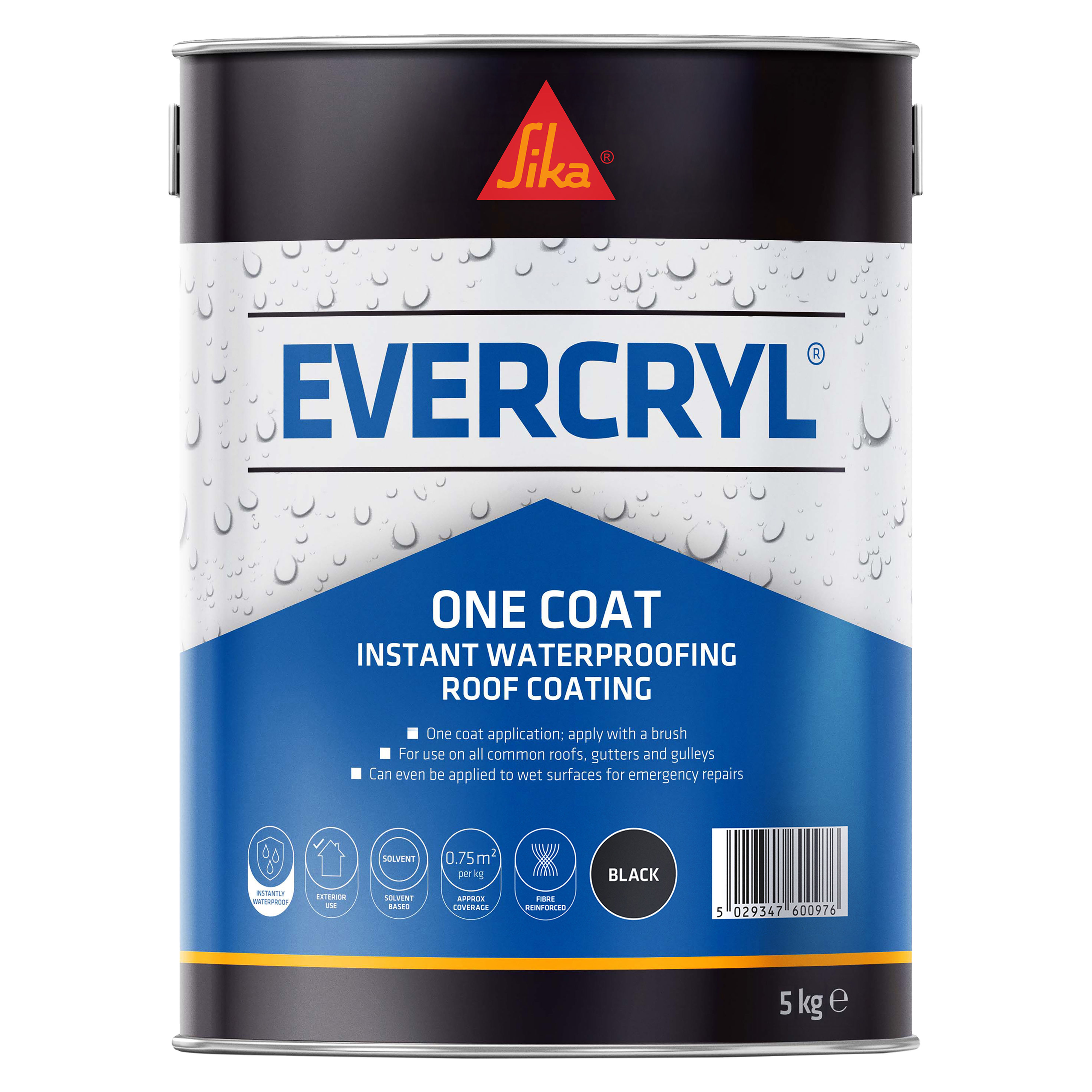 Sika Evercryl One Coat Roof Repair Compound Black 5kg