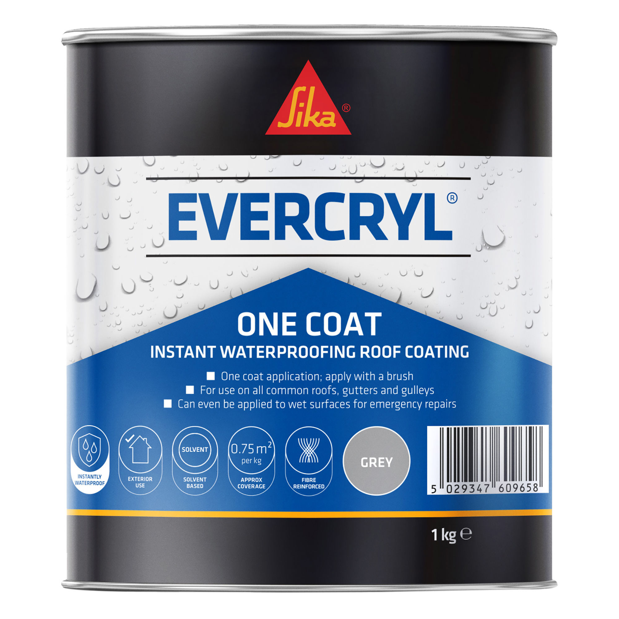 Sika Evercryl One Coat Roof Repair Compound Grey 1kg