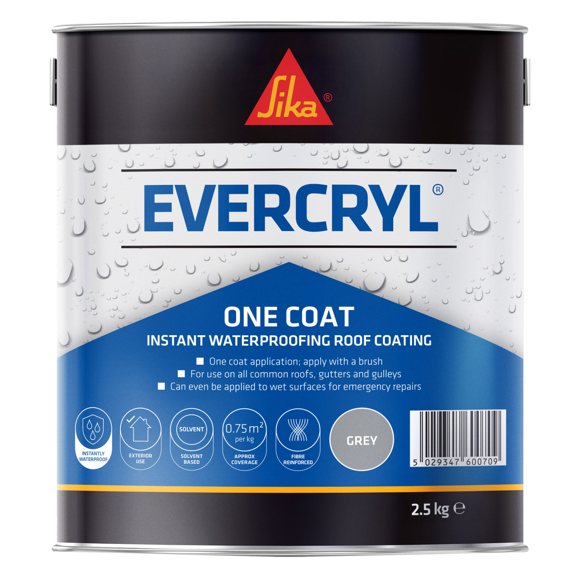 Sika Evercryl One Coat Roof Repair Compound Grey 2.5kg