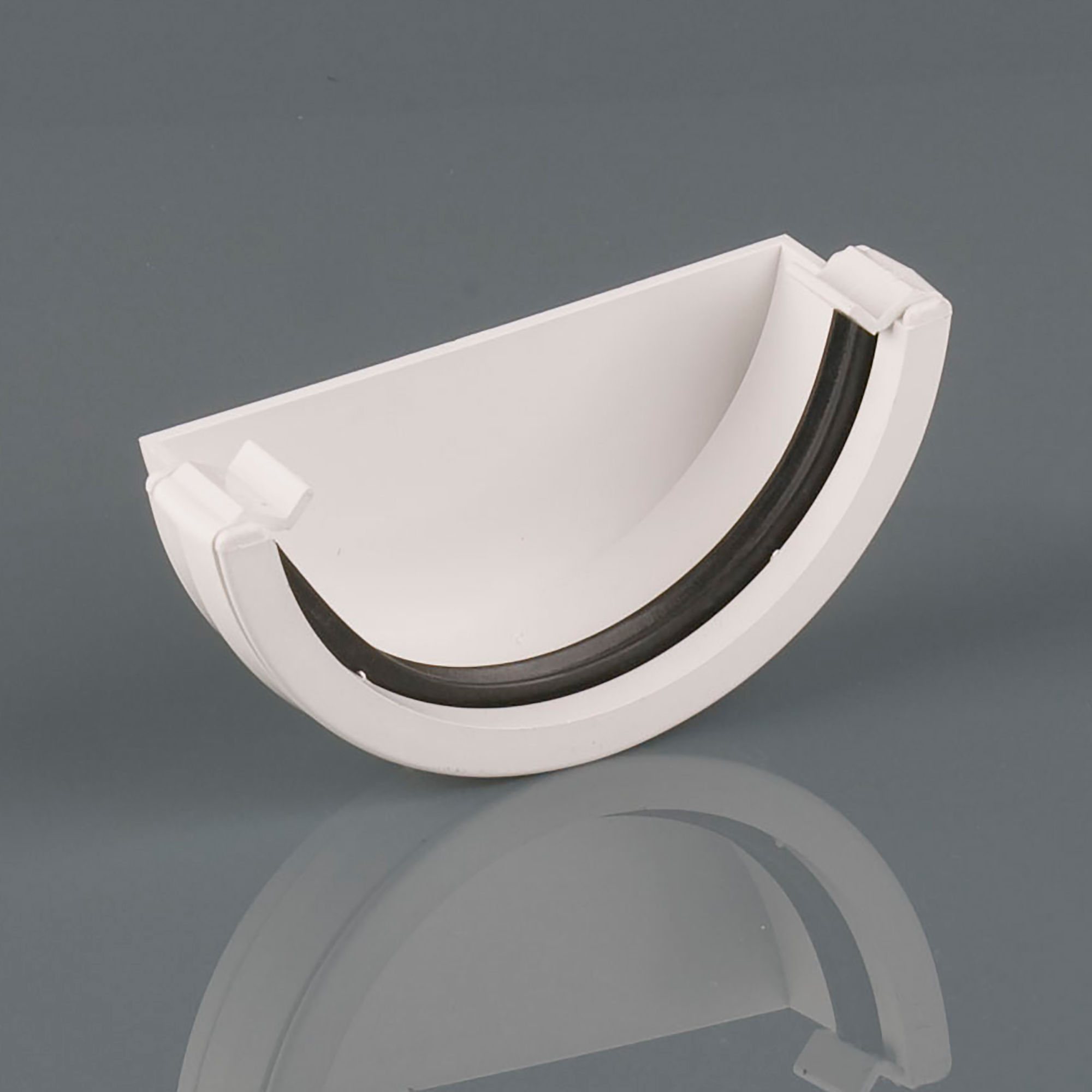 Brett Martin Roundstyle Gutter External Stopend Arctic White 112mm - BR047A