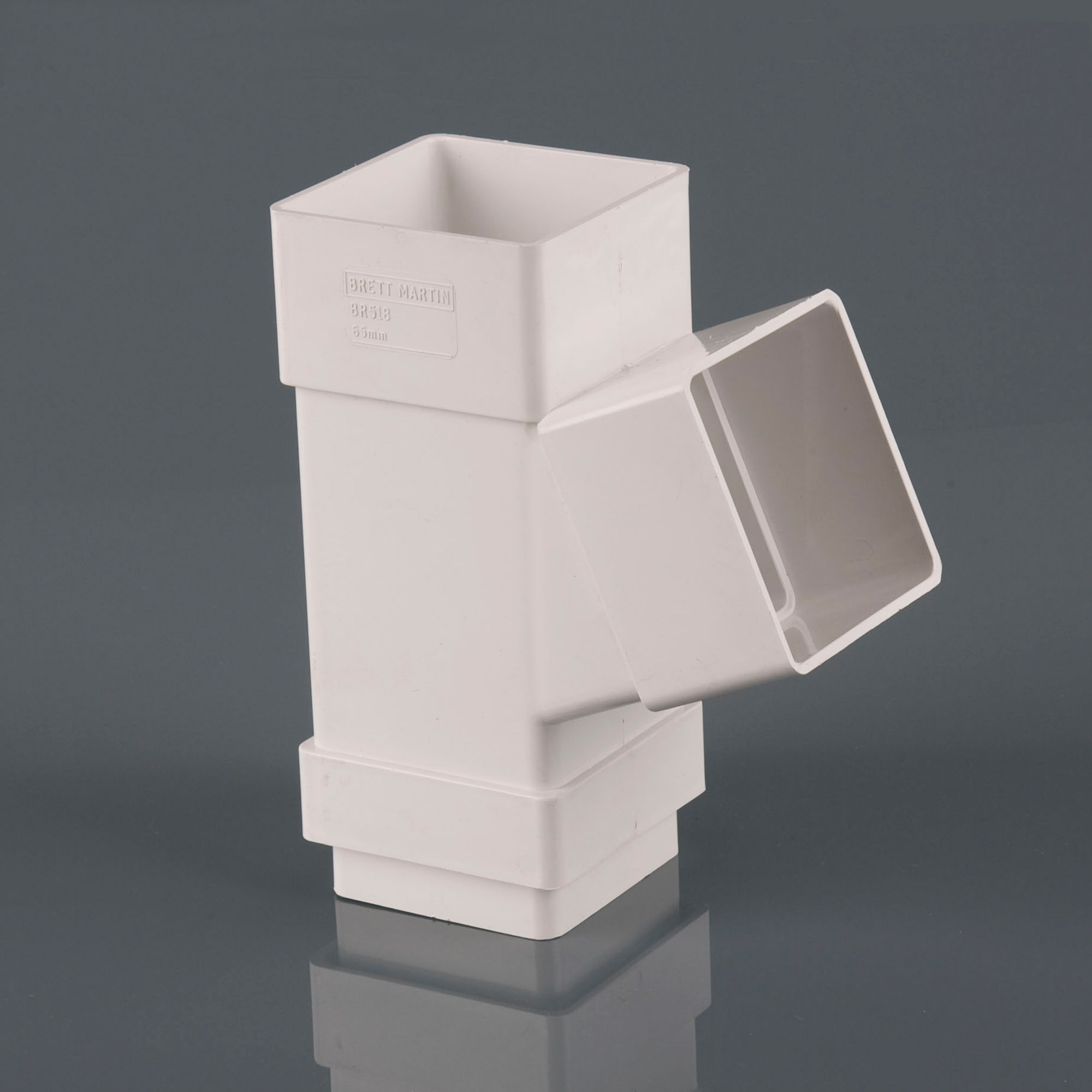 Brett Martin Square Downpipe Branch 112.5° Arctic White 65mm - BR518A