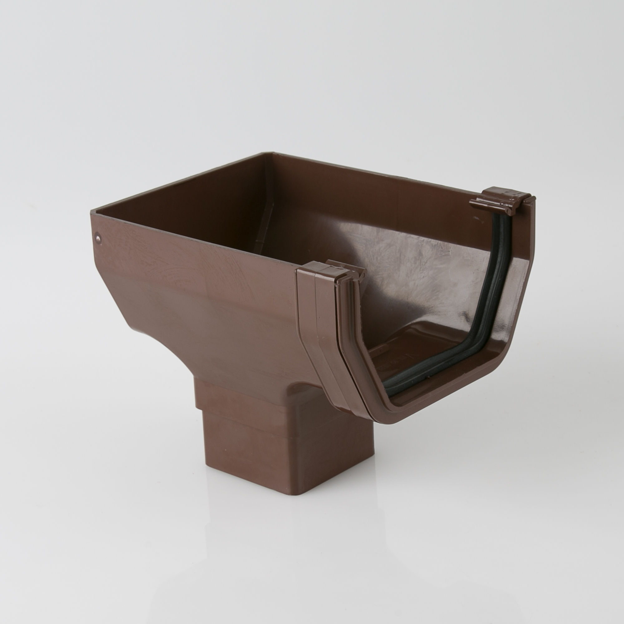 Brett Martin Square Gutter Stopend Outlet Brown 114mm - BR556BR