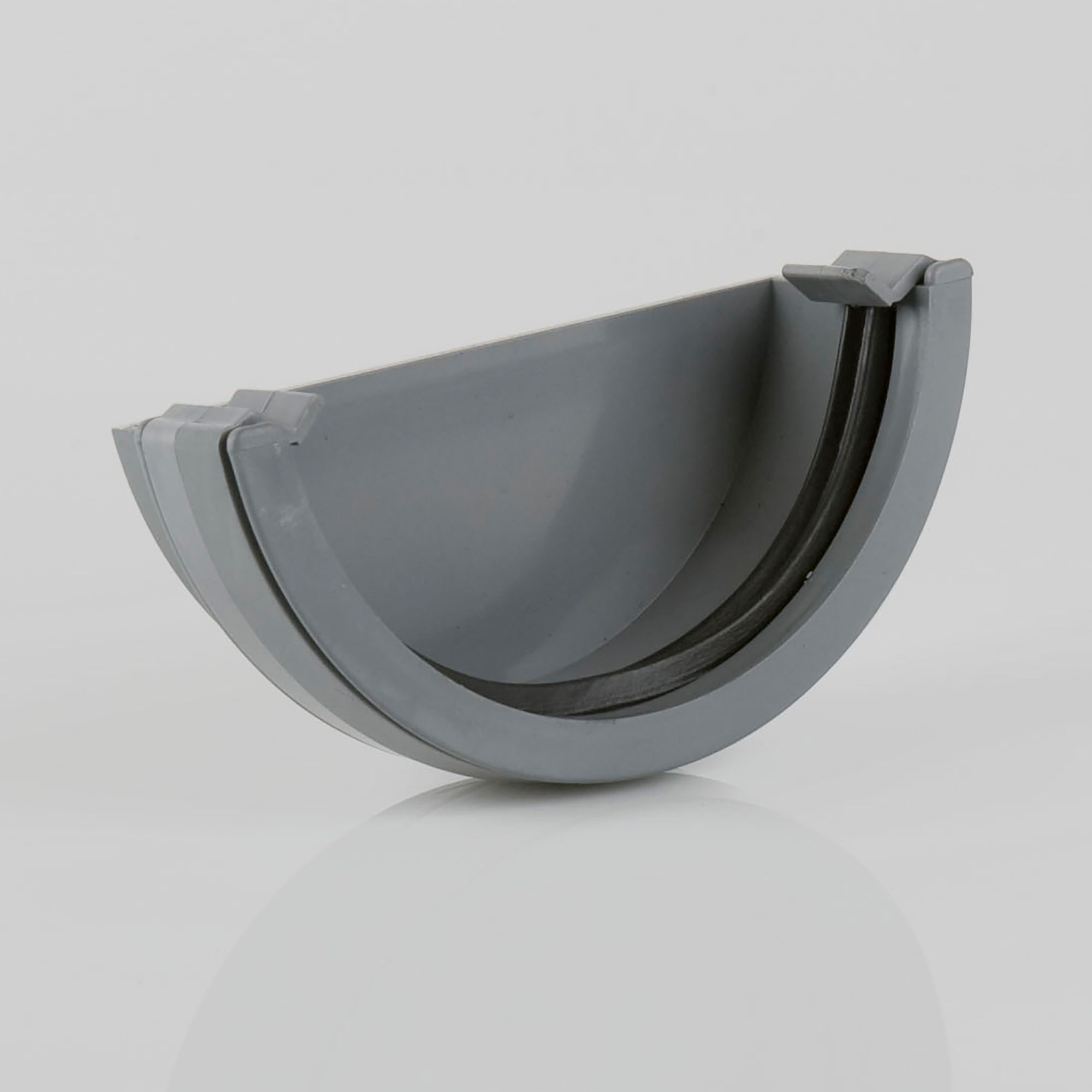 Brett Martin Roundstyle Gutter External Stopend Grey 112mm - BR047G