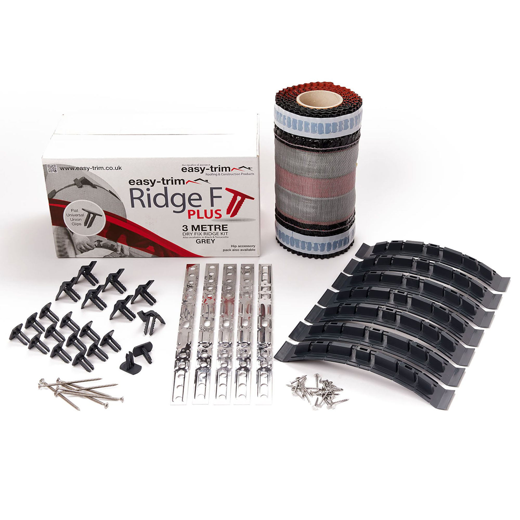 Easyridge F Plus Dry Fix Ridge Kit Grey 3m