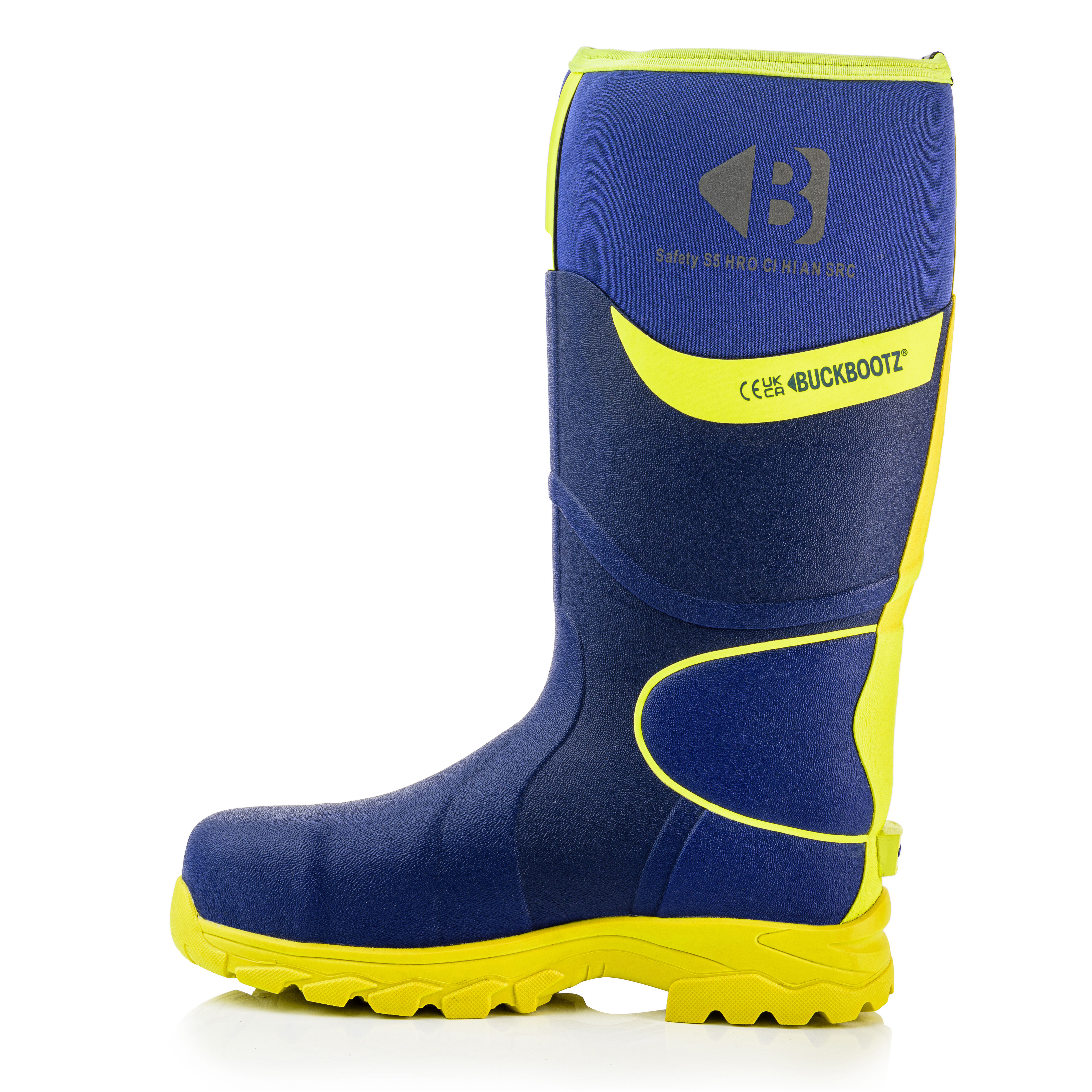 Buckbootz Hi-Vis Wellington Safety Boots Blue/Yellow - BBZ8000BLYL