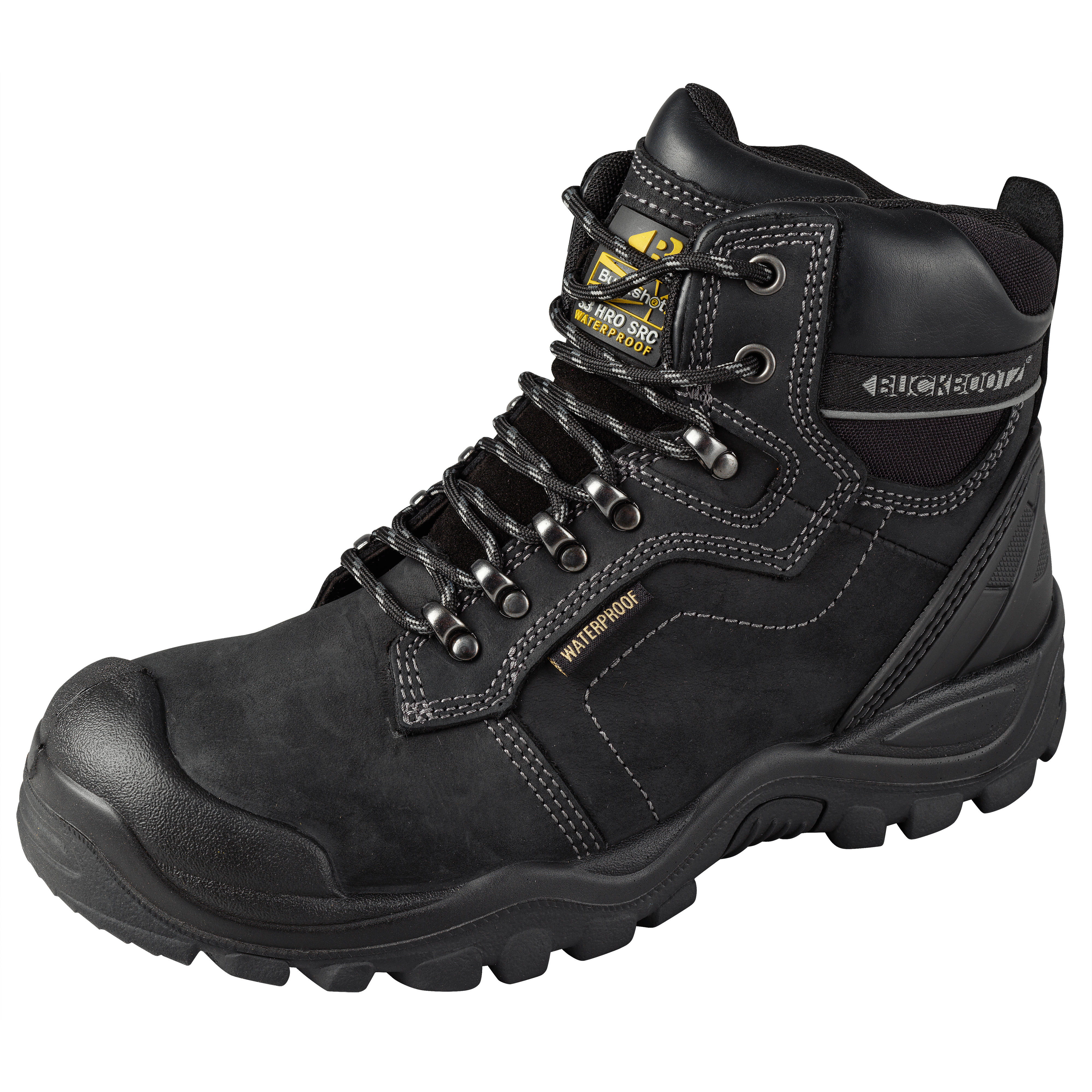 Buckler Waterproof Anti-Scuff Safety Work Boots Black - BSH009BK