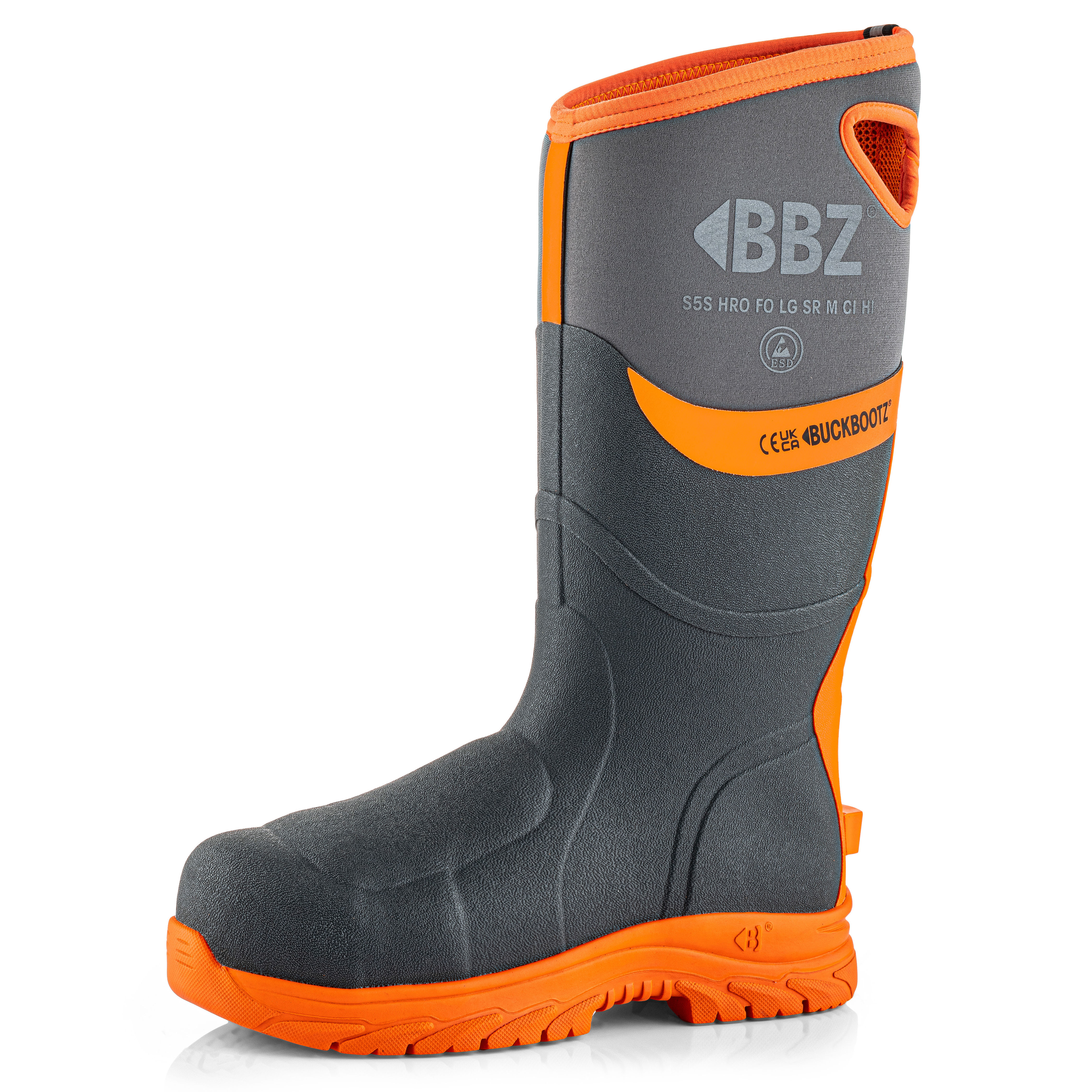 Buckler Buckbootz BBZ9000 S5S Wellington Safety Boots Grey/Orange