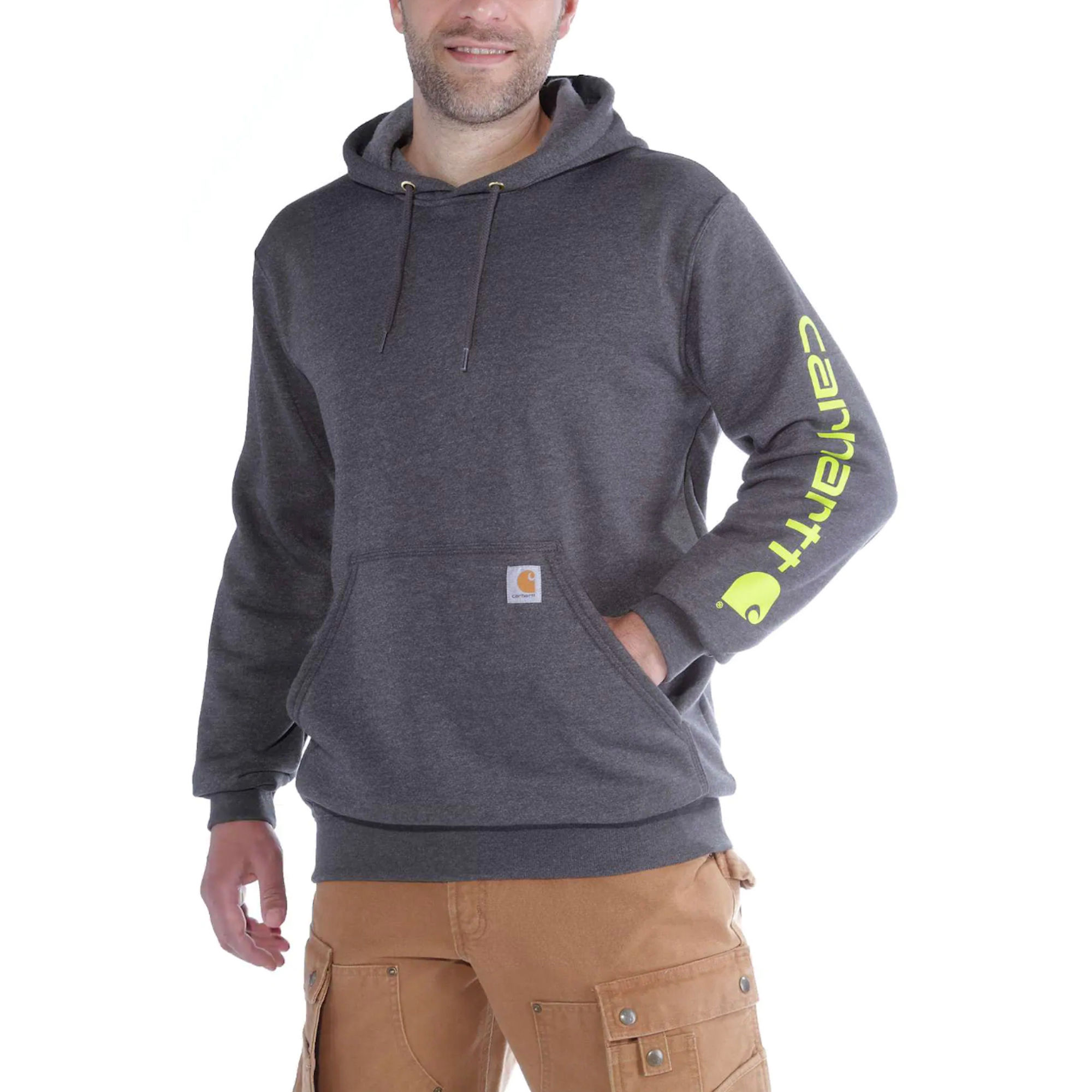 Carhartt Sleeve Logo Hooded Sweatshirt - Carbon Heather