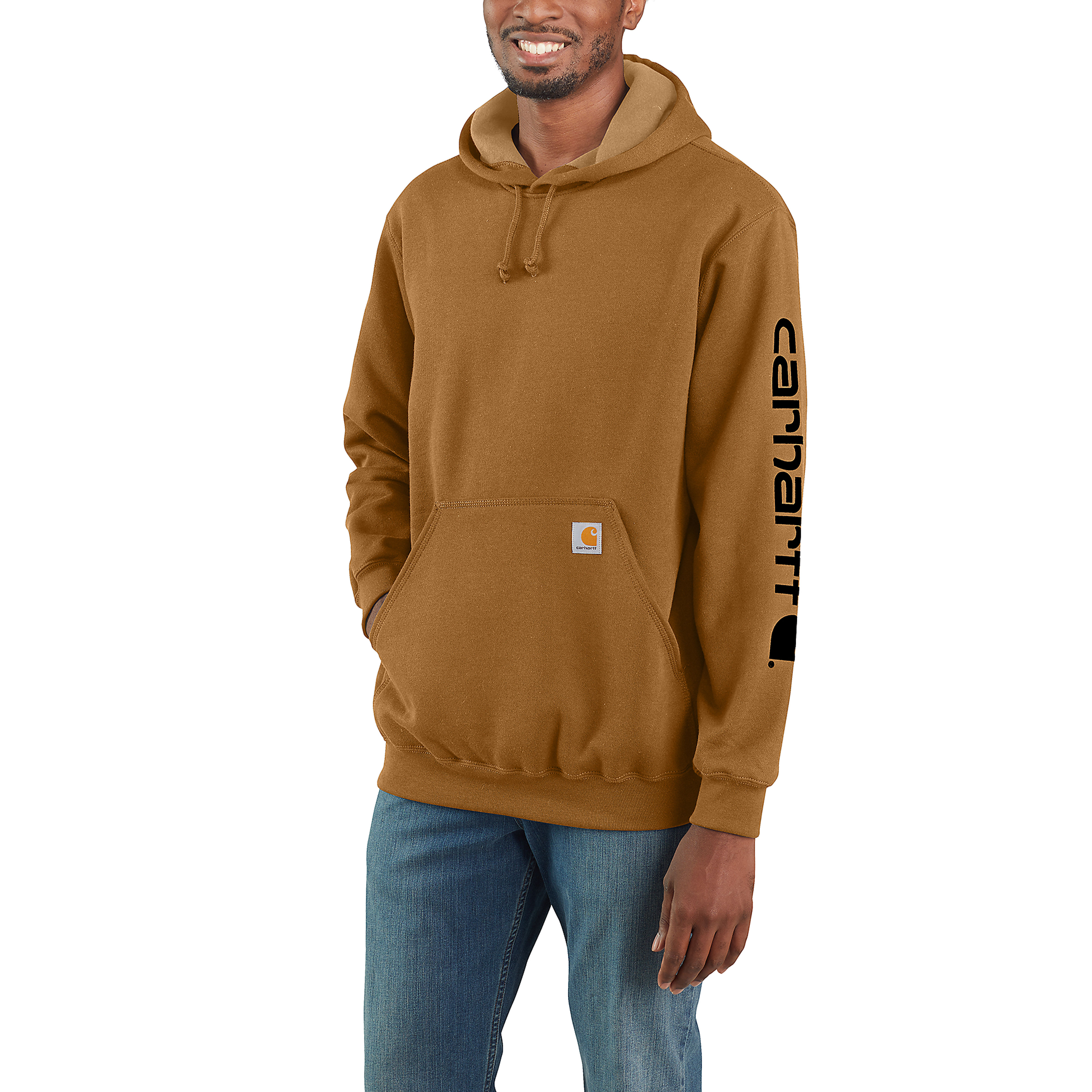 Carhartt Midweight Logo Sleeve Hooded Sweatshirt Carhartt Brown