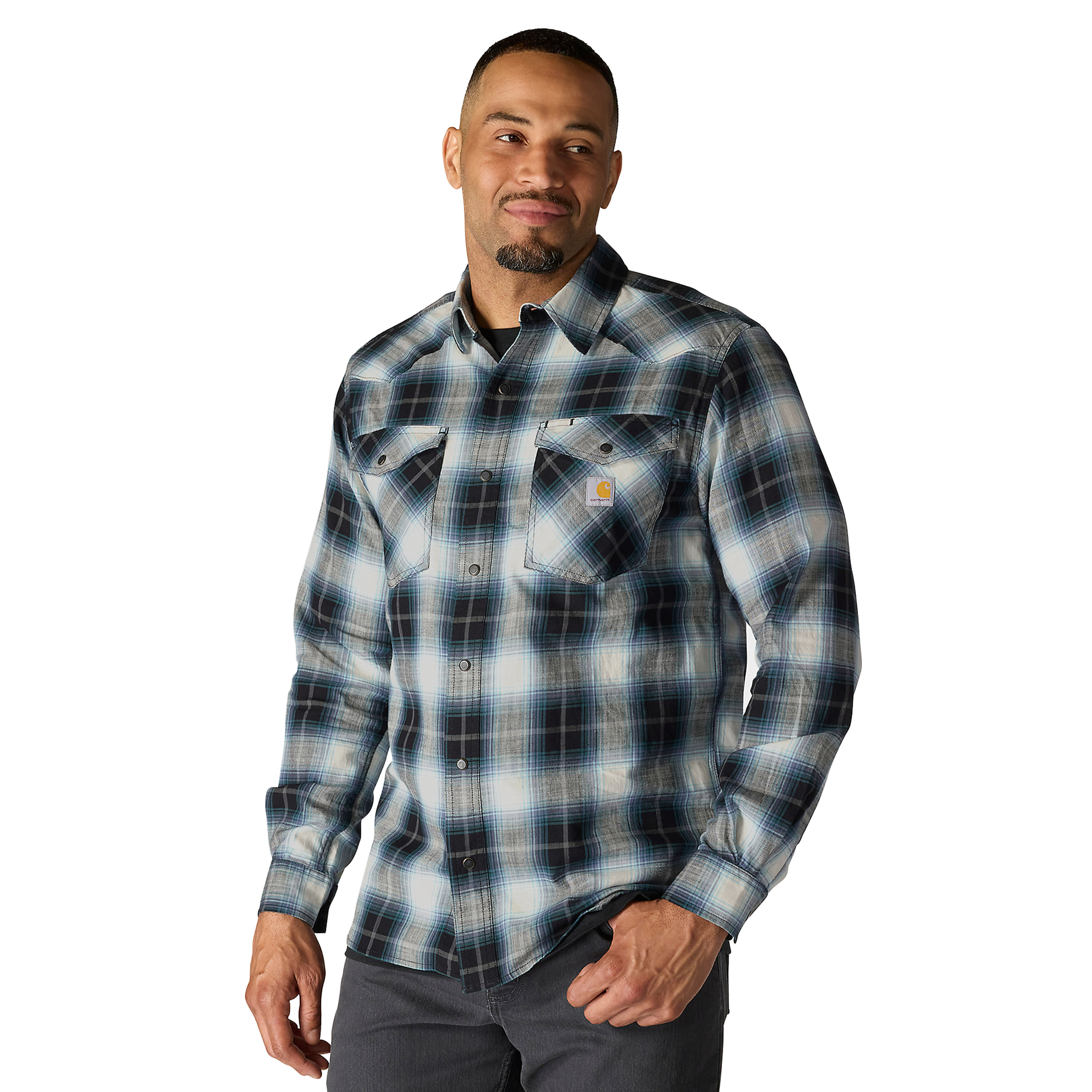 Carhartt Montana Rugged Flex Relaxed Fit Plaid Shirt Black