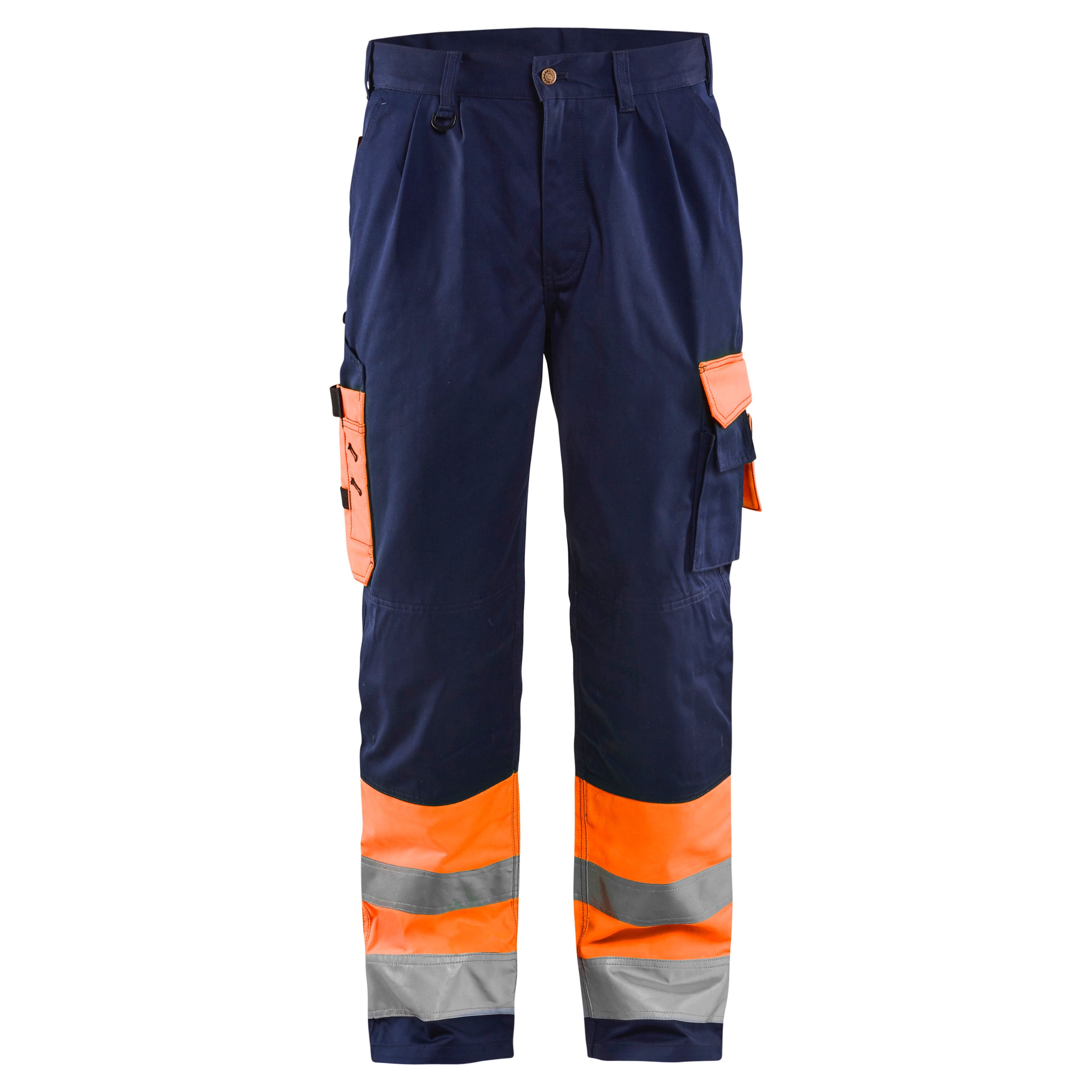 Blaklader Hi-Vis Work Trousers Orange/Navy Blue