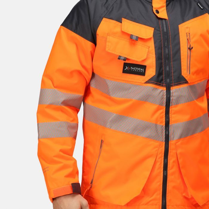 Regatta Men's Hi-Vis Waterproof Parka Jacket – Orange/Grey
