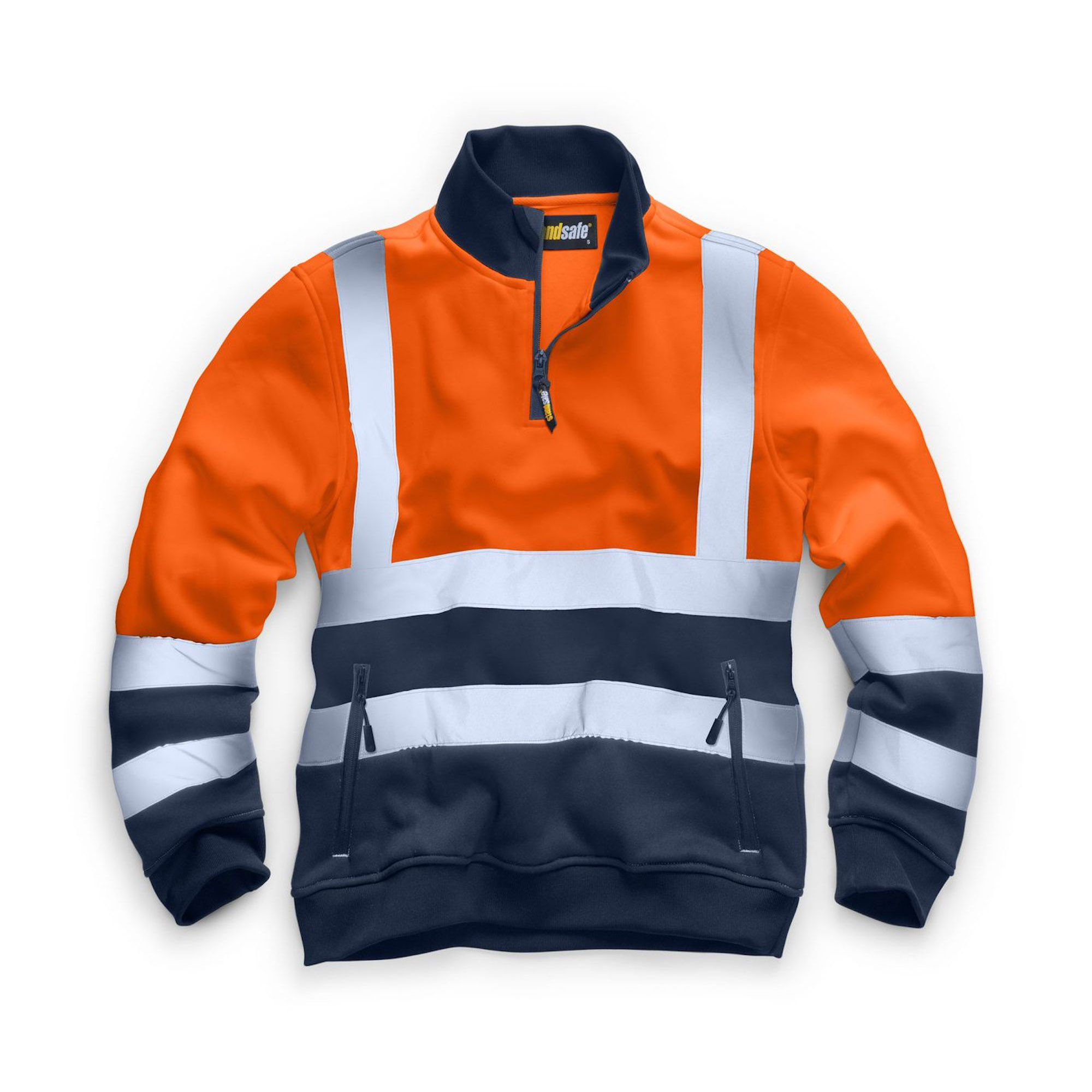 Standsafe Hi-Vis 1/4 Zip Sweatshirt - Orange/Navy 