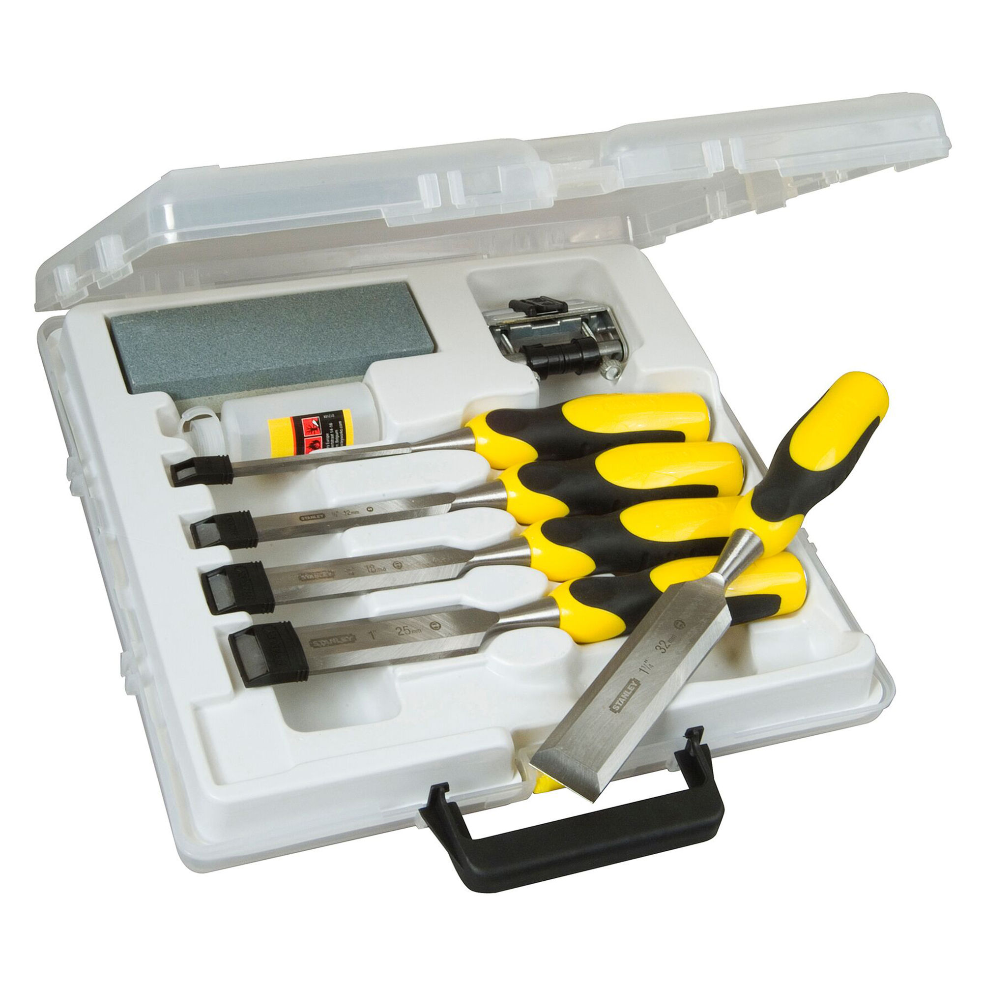 Stanley DynaGrip Wood Chisel Set and Accessories (5 Piece) 6mm, 12mm, 18mm, 25mm, 32mm - 516421