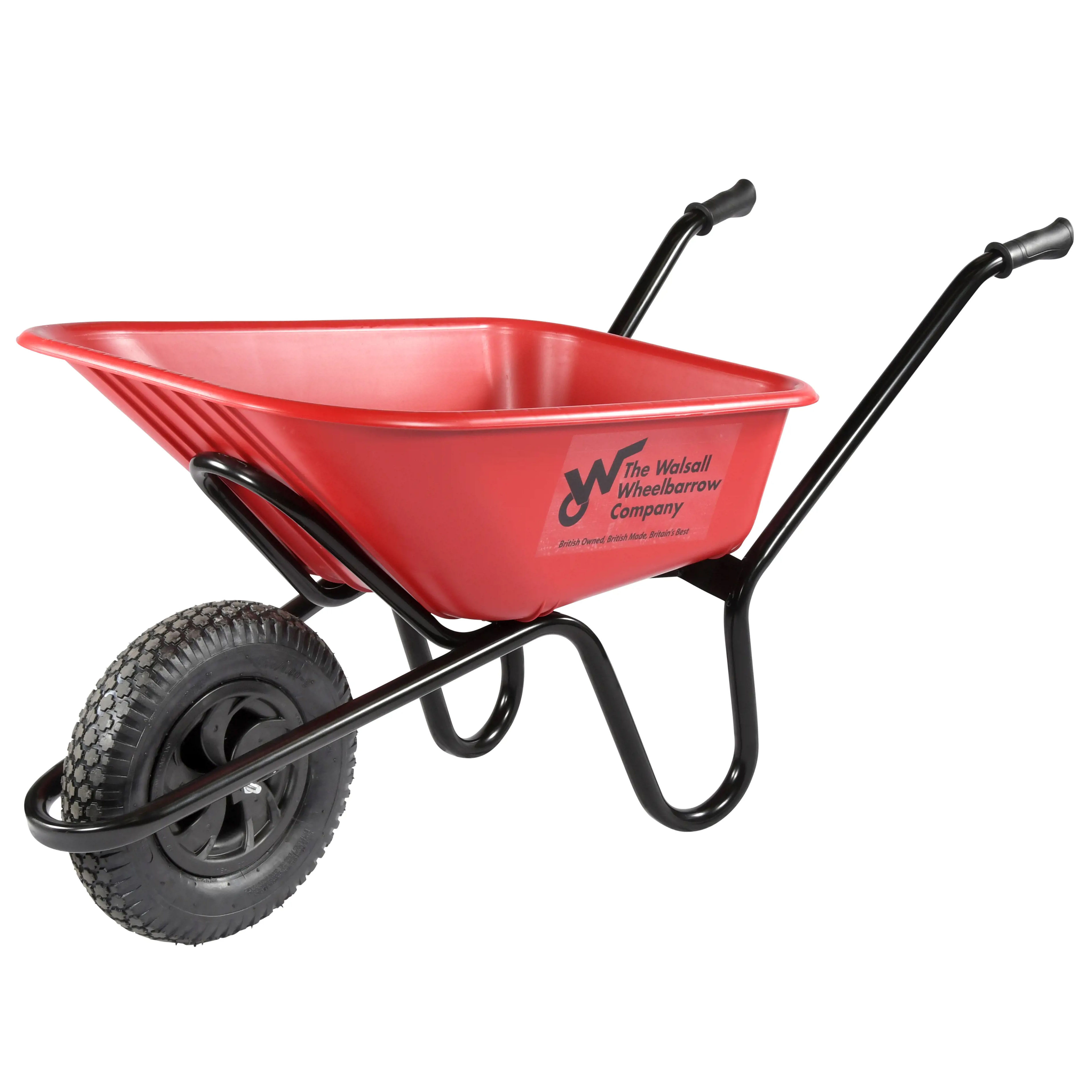 Walsall Ranger Heavy-Duty HDPE Wheelbarrow with Pneumatic Wheel Red 120L - RANHDRP