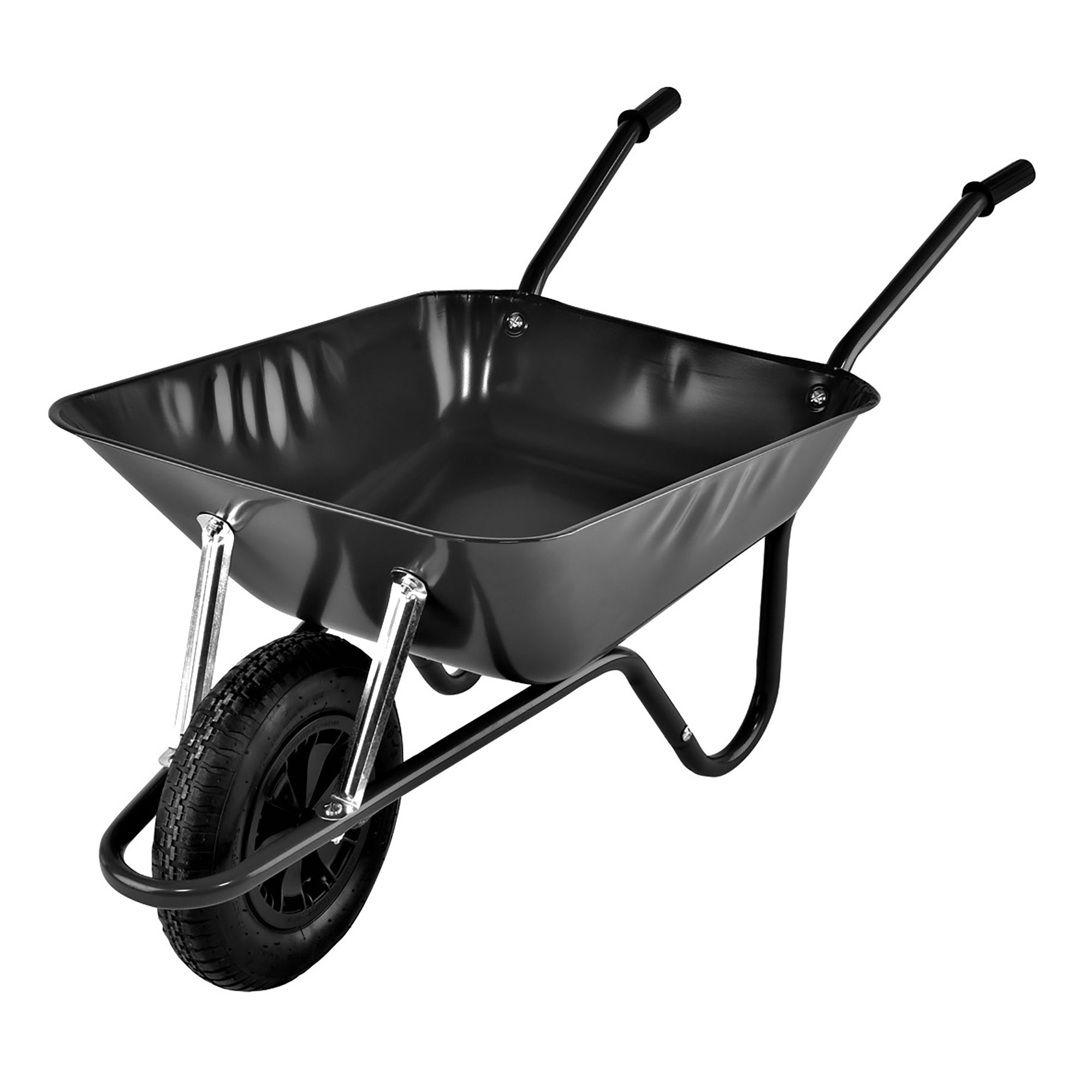 Walsall Heavy Duty Builders Barrow Pneumatic Wheel Black 85L - BEASBP