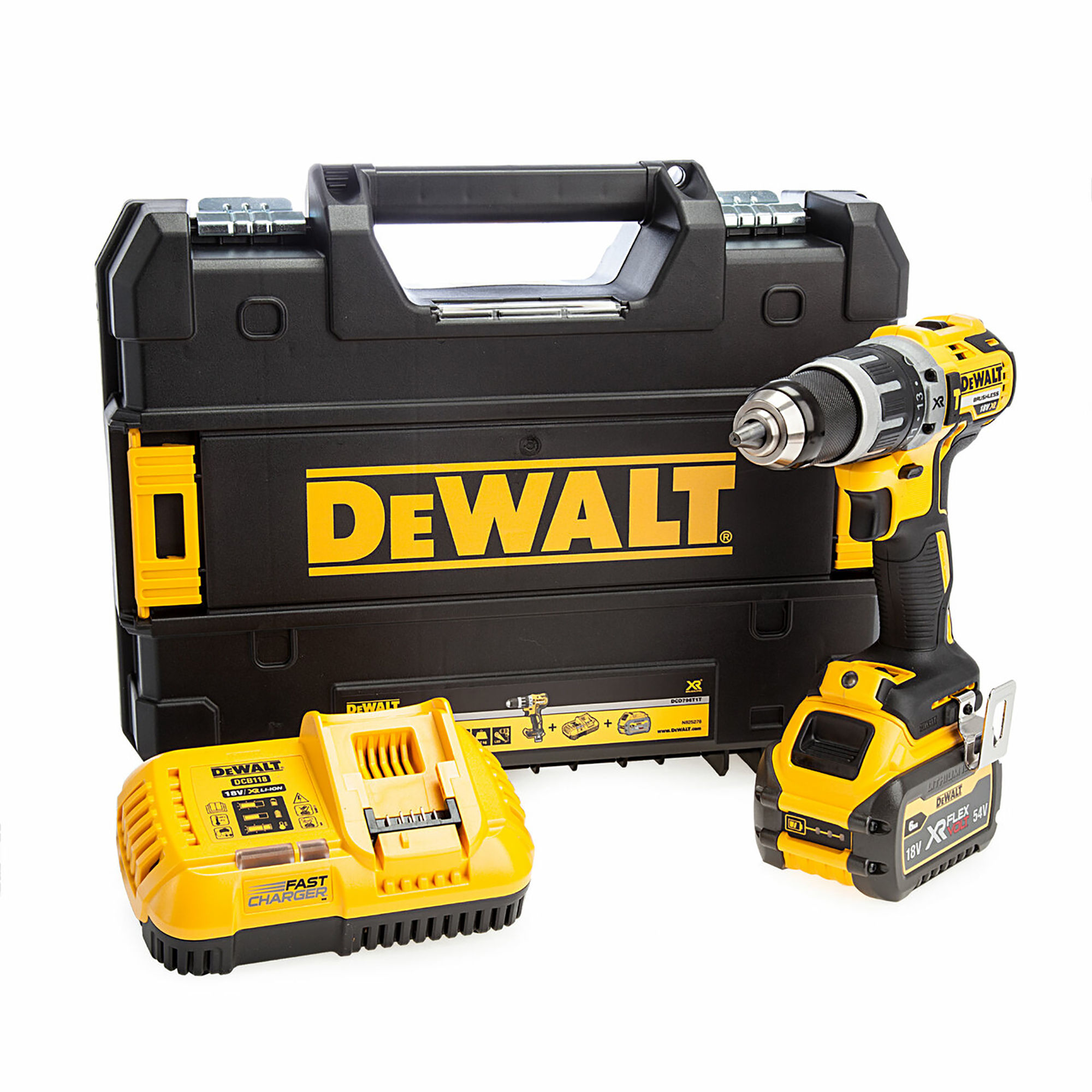 DeWalt XR Brushless Combi Drill Kit 18V - DCD796T1T-GB