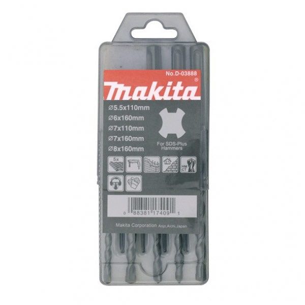 Makita D-03888 5 Piece SDS Plus Drill Bit Set