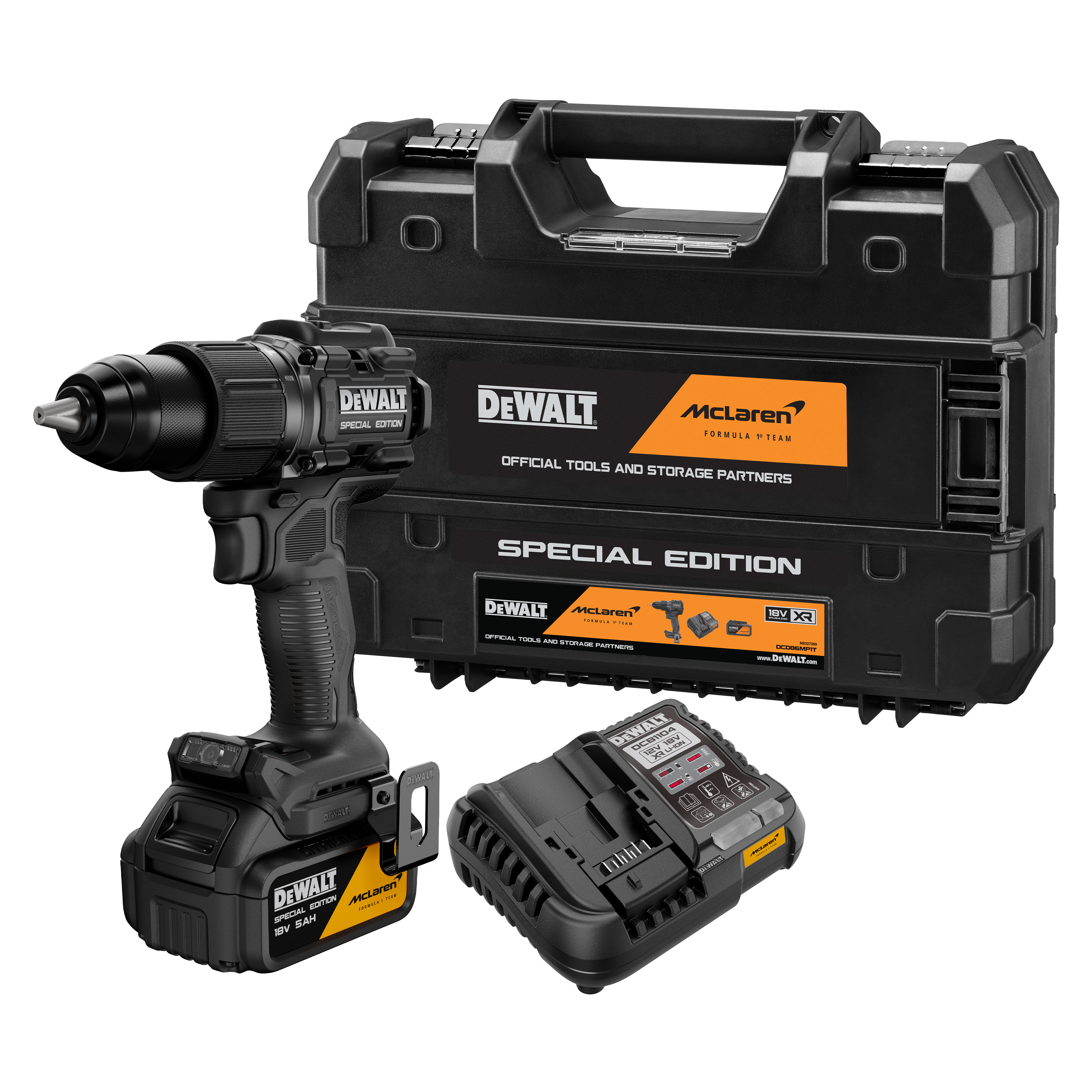DeWalt x McLaren F1 XR Special Edition Brushless Combi Hammer Drill Driver 18V - DCD86MP1T-GB